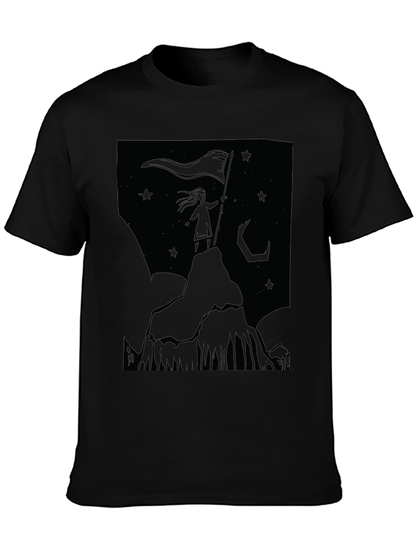 Black Mountain Top Girl Graphic T-Shirt - Black view 3