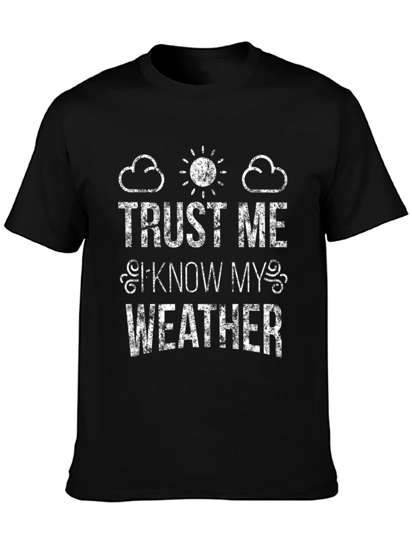 Black Trust Me I Know My Weather Novelty Graphic T-Shirt view 3