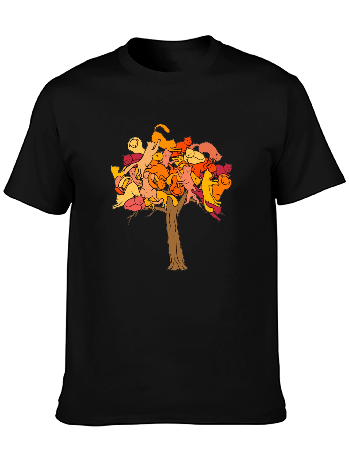 Black Cat Tree Graphic Tee - Unisex Black T-Shirt view 3