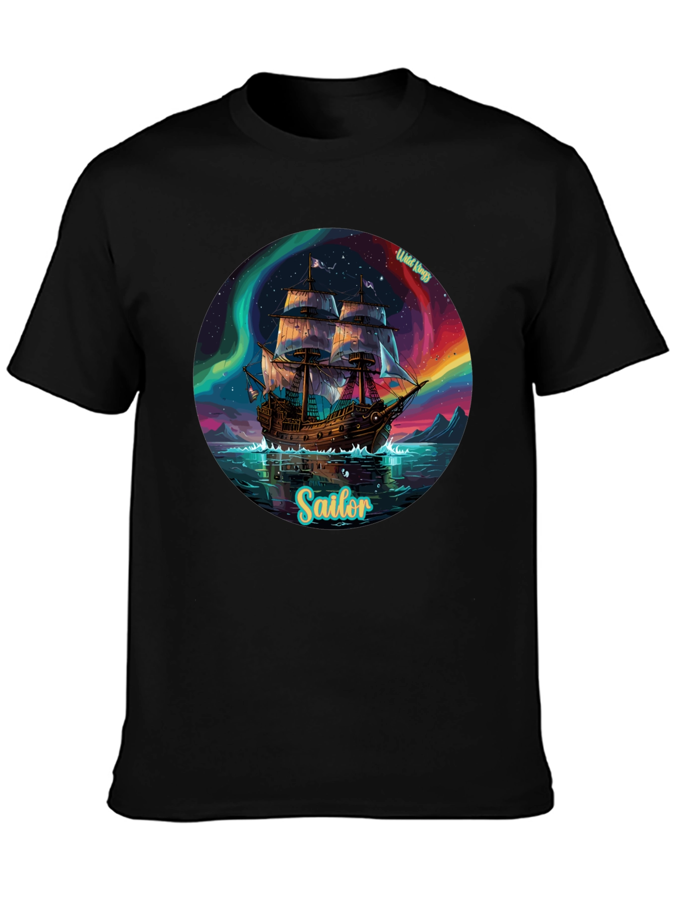 Black Sailor Ship Graphic Tee - Wild Kings Design view 3