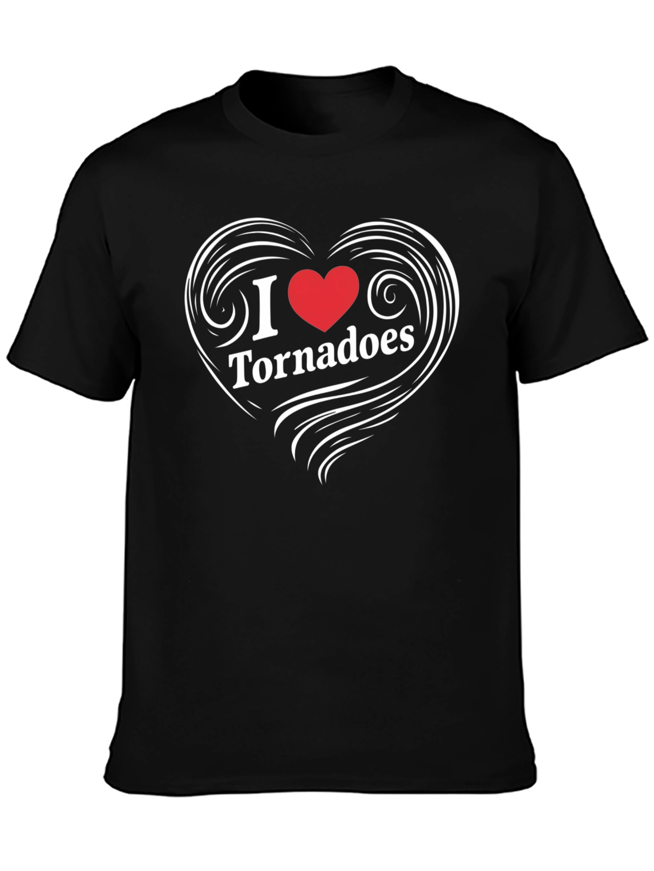 Black I Love Tornadoes Heart Graphic T-Shirt view 3