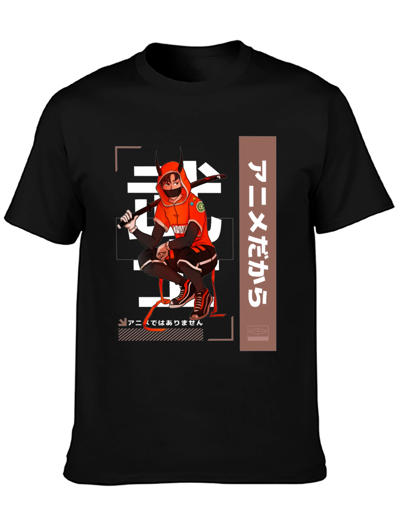 Black Anime-Inspired Black Graphic T-Shirt view 3