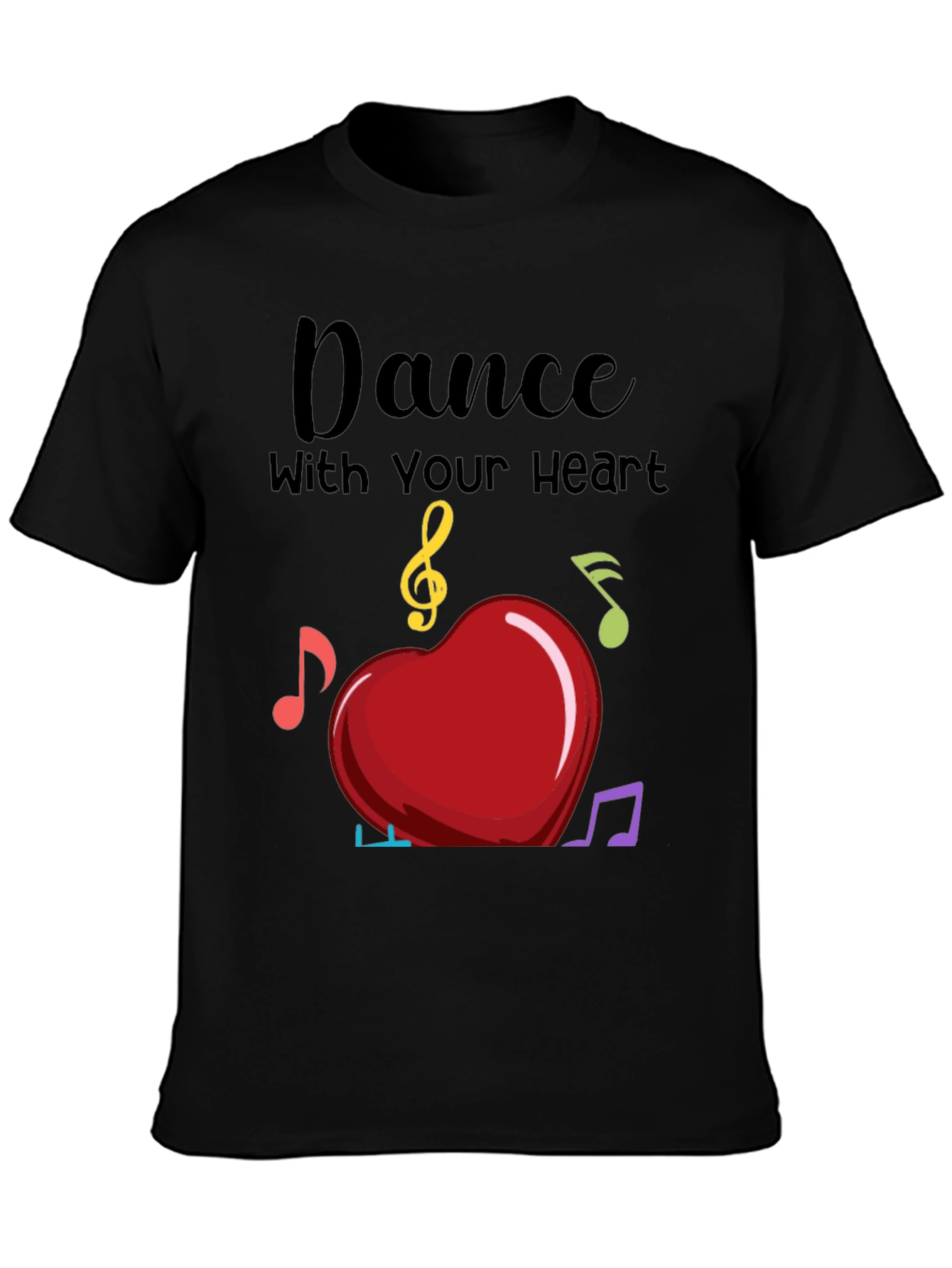 Black Dance with Your Heart T-Shirt - Musical Heart Tee view 3