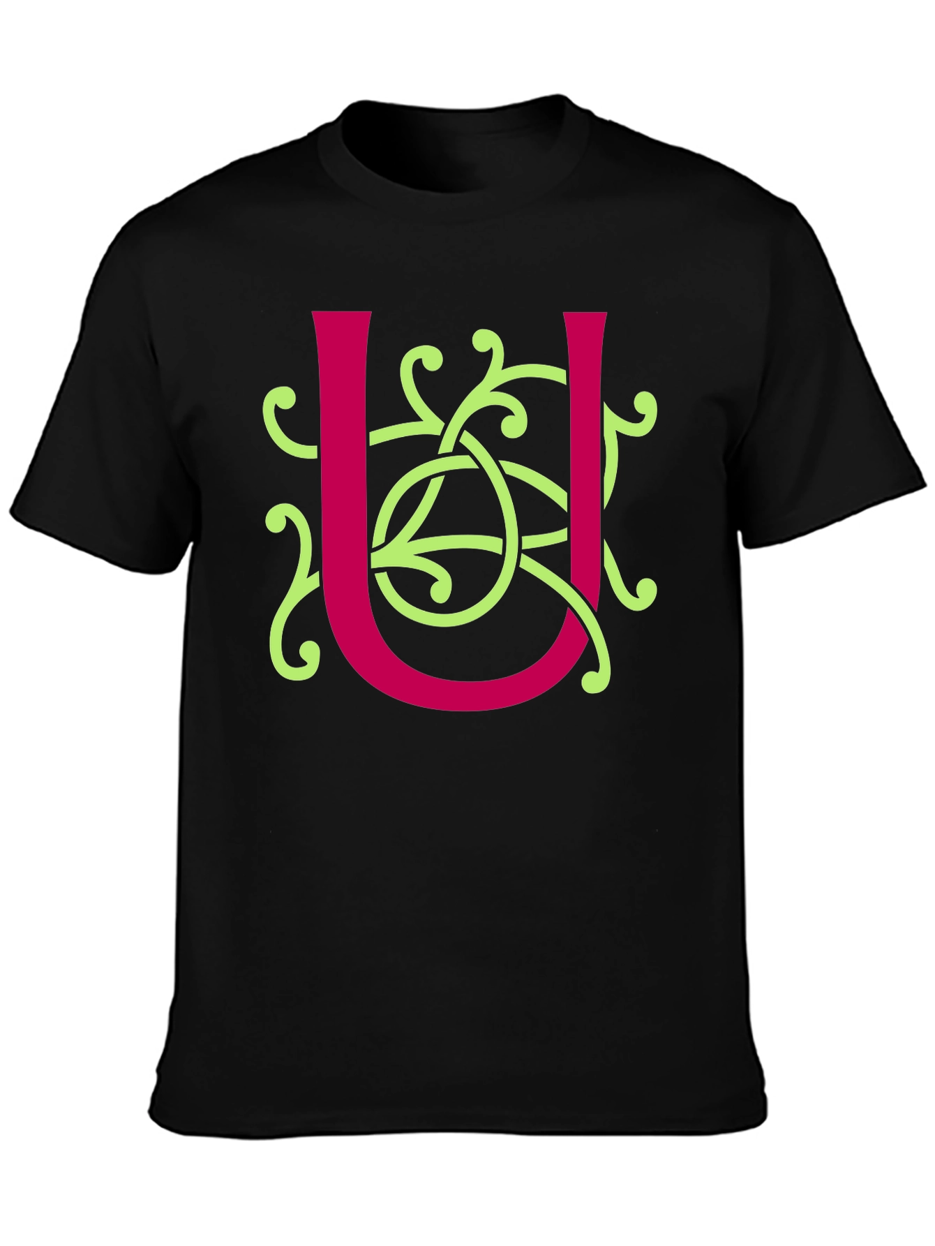 Black Celtic Knot U Letter Graphic T-Shirt view 3