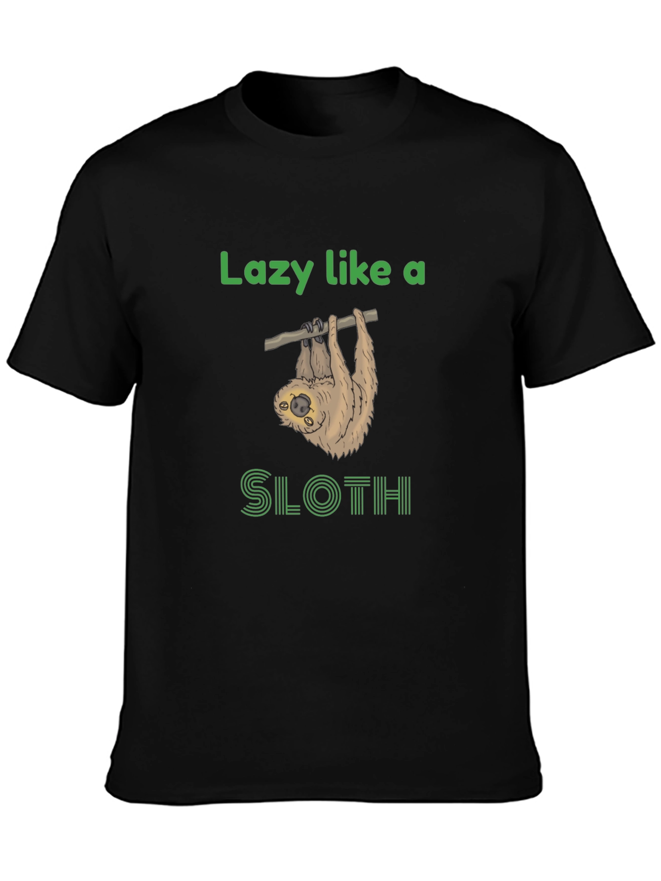 Black Lazy Sloth Graphic Tee - Funny Novelty T-Shirt view 3