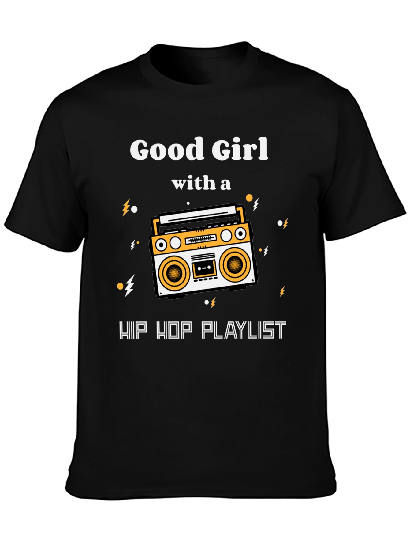 Black Good Girl Hip Hop Playlist Graphic T-Shirt view 3