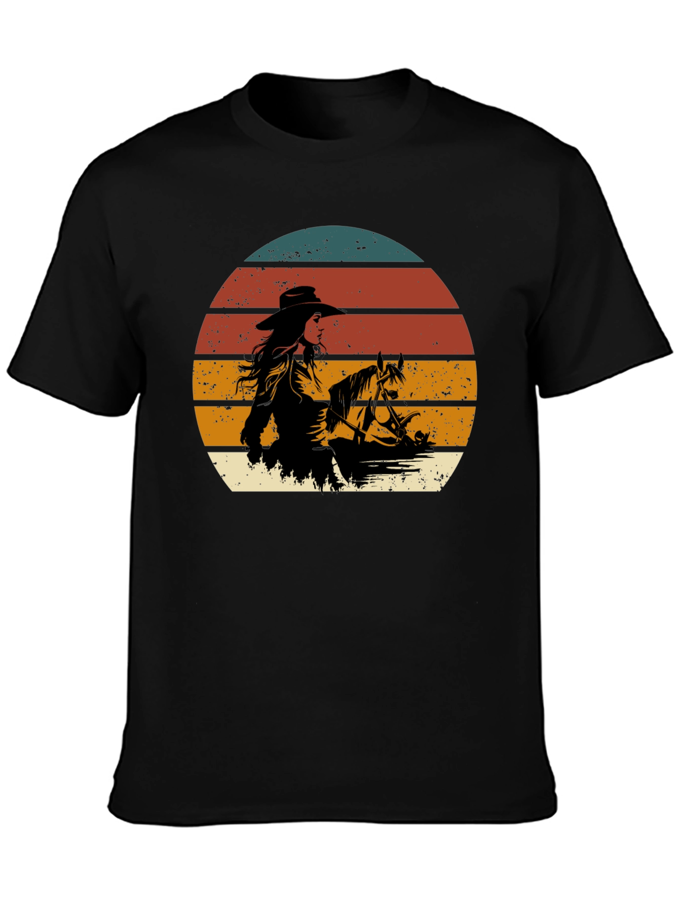 Black Cowgirl Sunset Graphic Tee - Western Style view 3