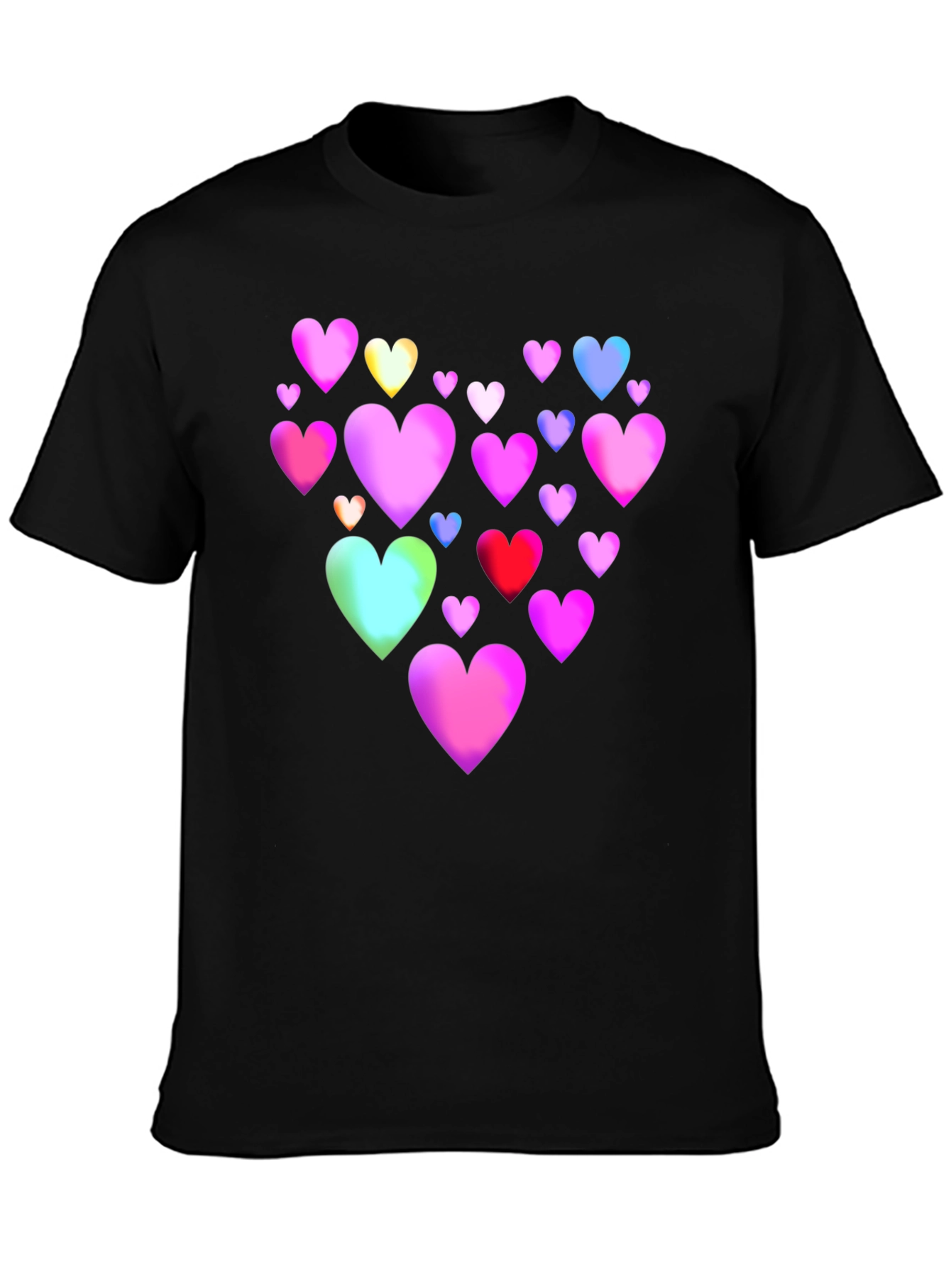 Black Heart Print Black T-Shirt view 3