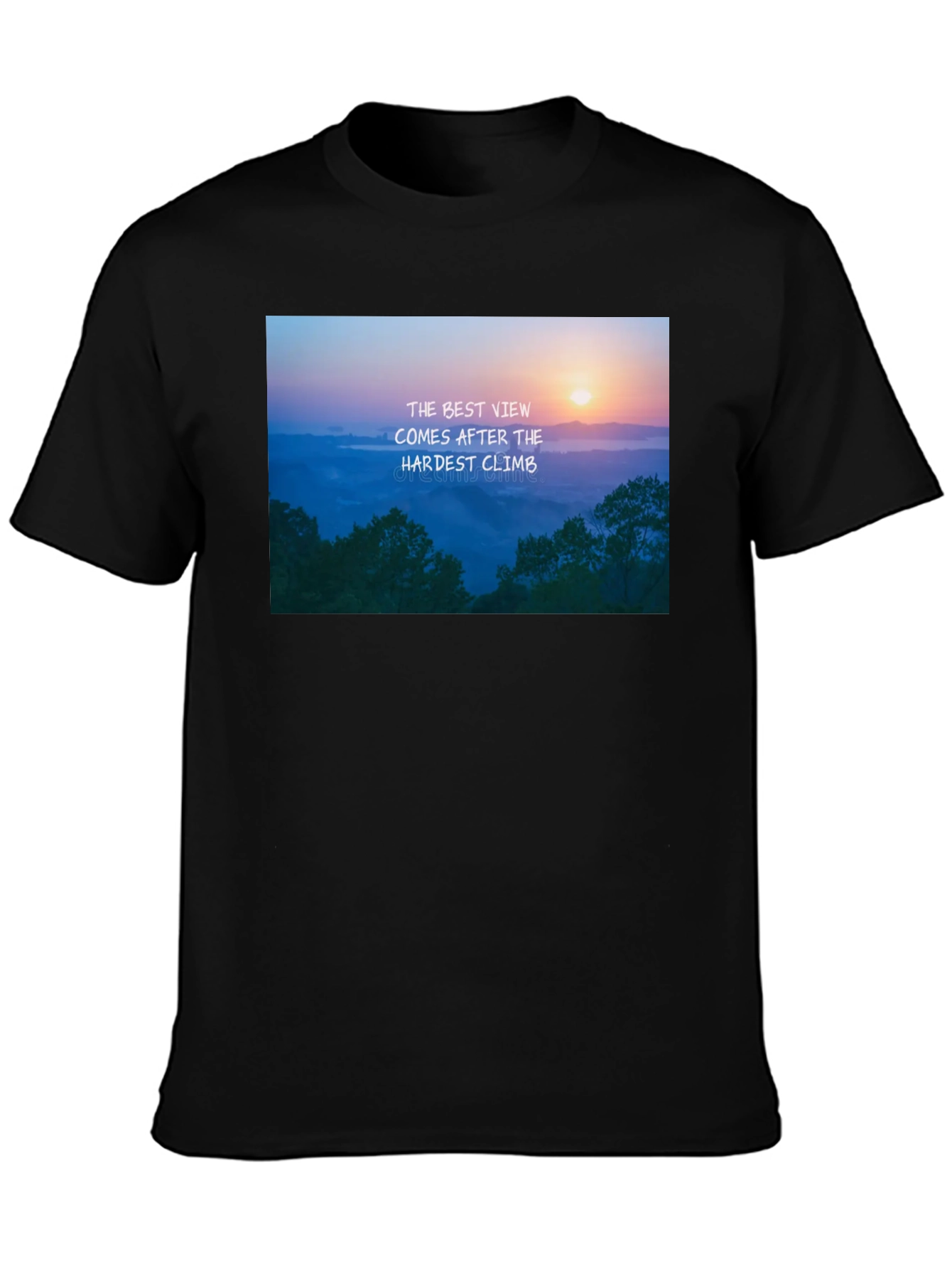 Black Inspirational Mountain View Graphic Tee - Black view 3