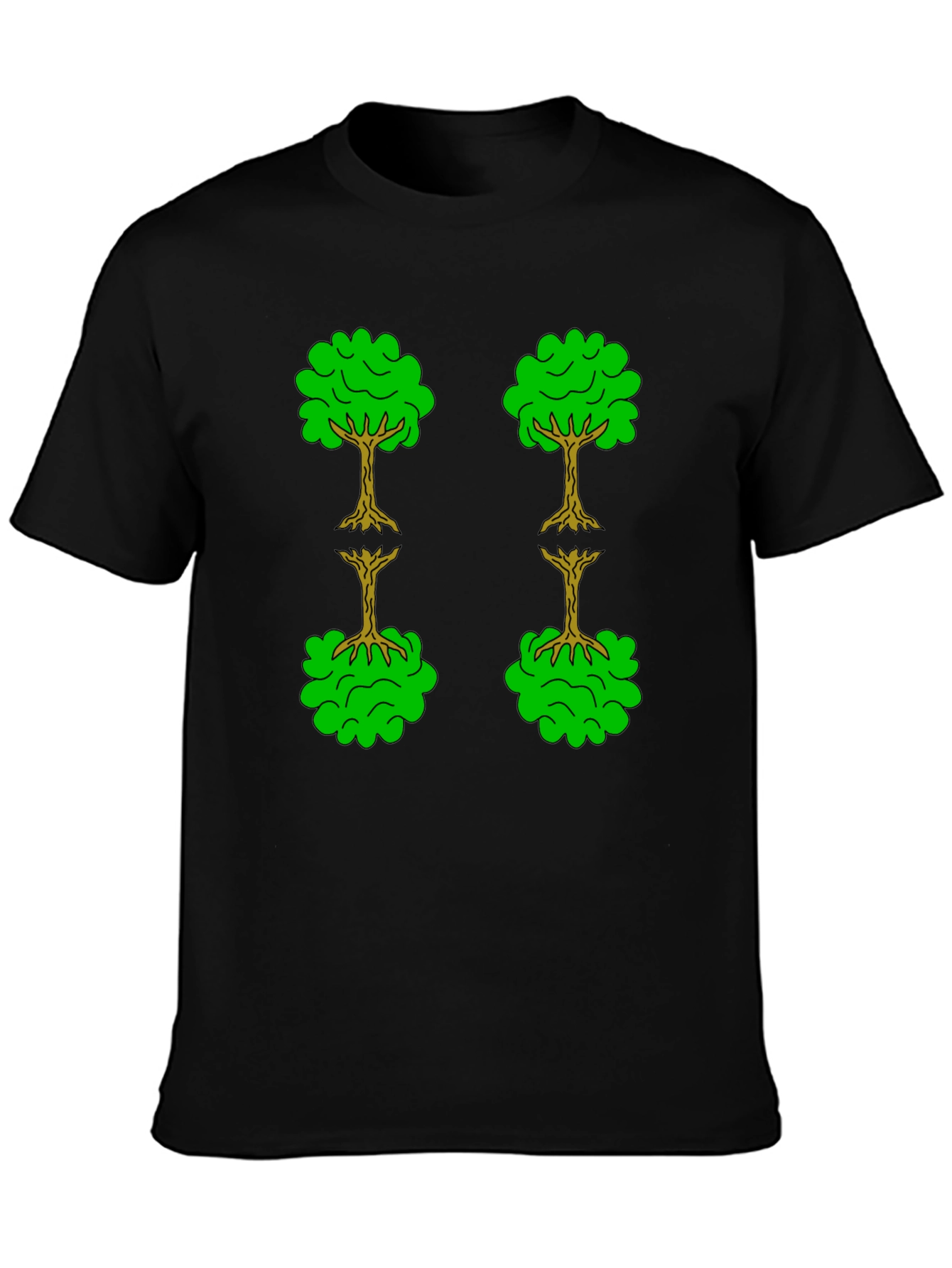 Black Tree Pattern Black T-Shirt view 3
