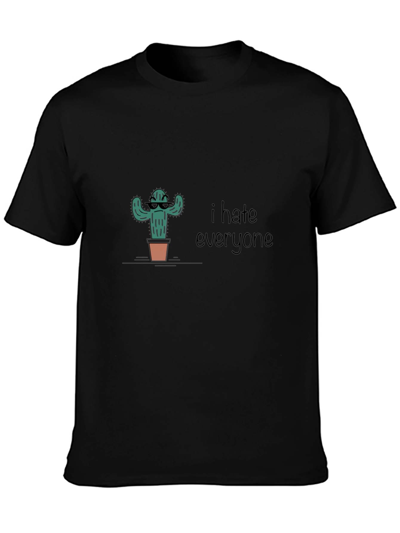 Black I Hate Everyone Cactus Graphic T-Shirt view 3
