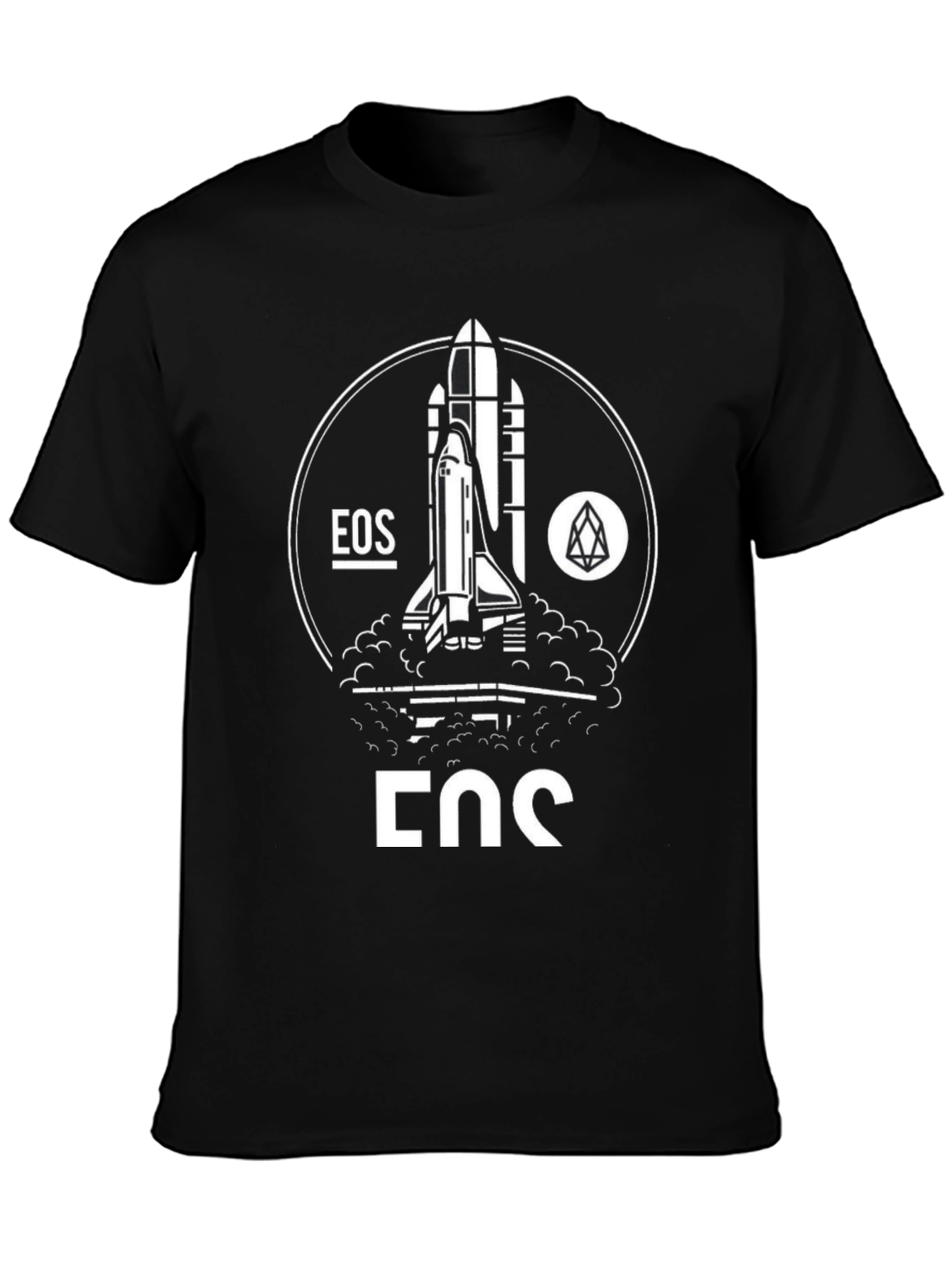 Black EOS Crypto Rocket T-Shirt - Black Cotton Blend view 3