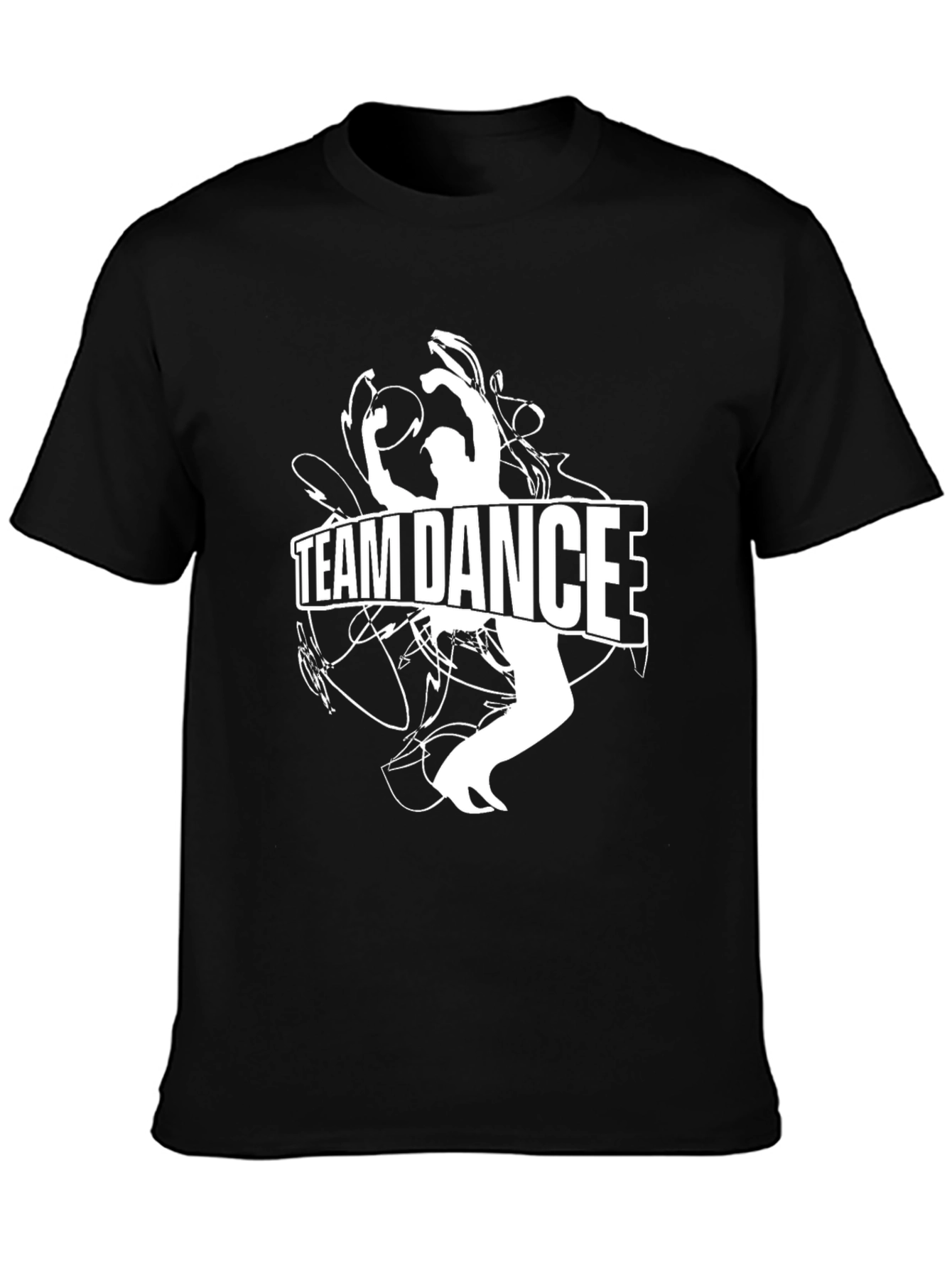Black Team Dance Graphic Tee - Black Cotton Crew Neck view 3