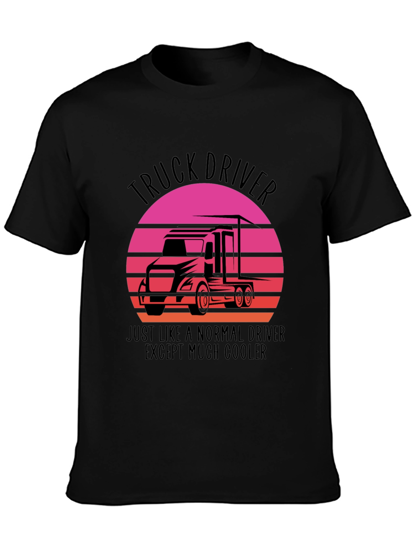 Black Truck Driver Cool Graphic Tee view 3