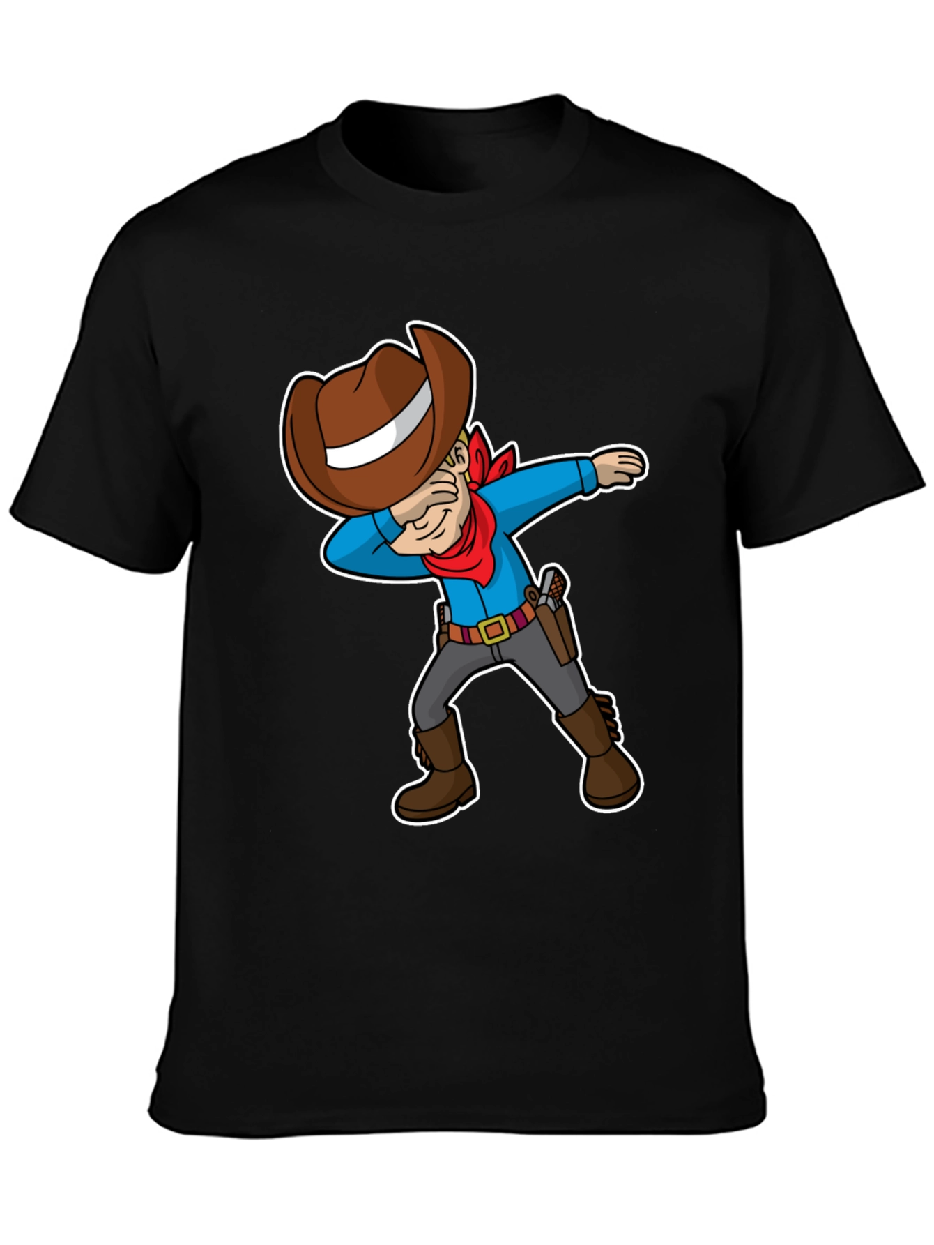 Black Dabbing Cowboy Graphic T-Shirt view 3