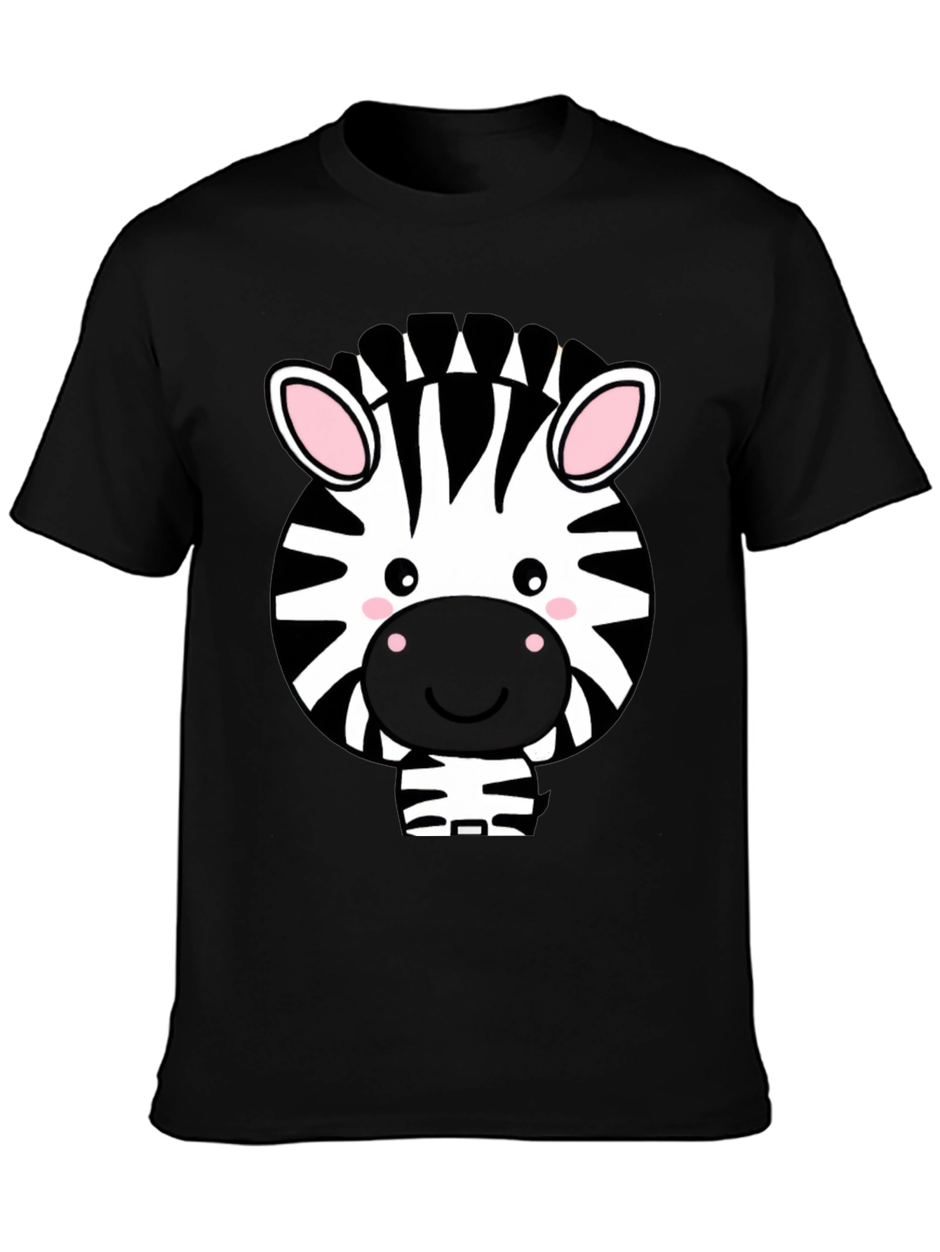 Black Cute Zebra Graphic Tee - Black T-Shirt view 3