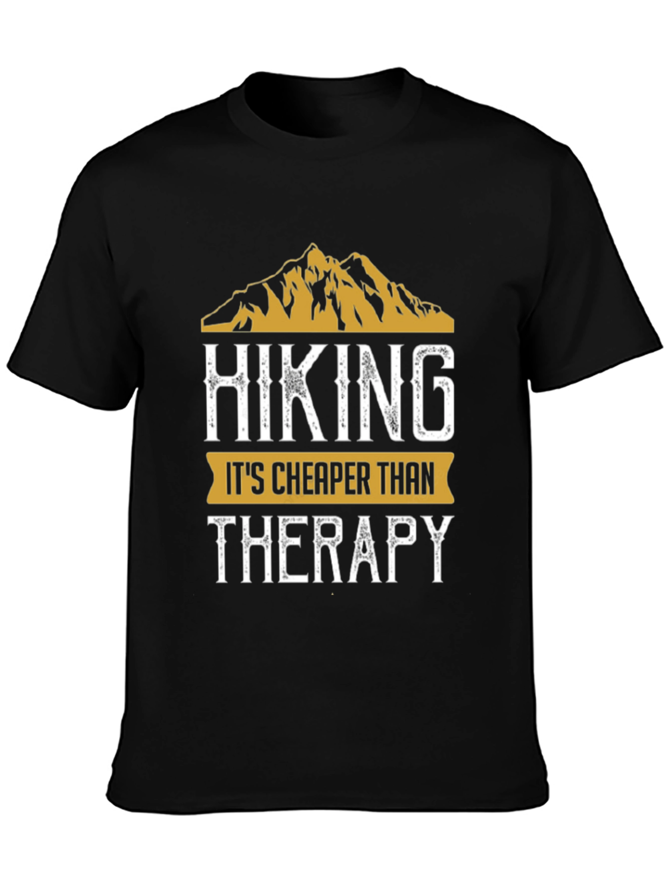 Black Hiking Cheaper Than Therapy Graphic Tee view 3