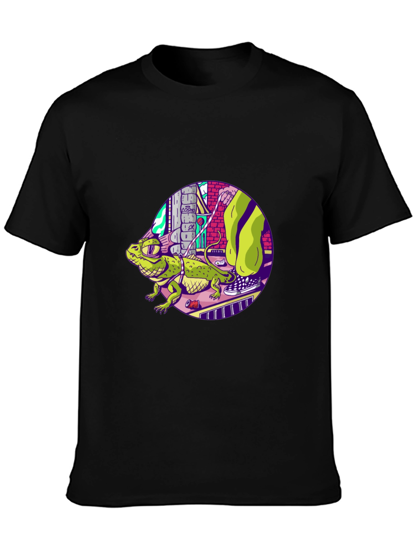 Black Cool Lizard Graphic Tee view 3