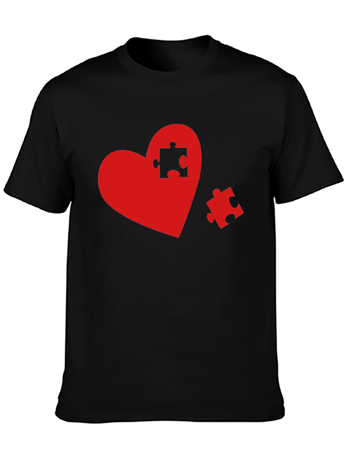 Black Heart Puzzle Piece Graphic Tee - Black view 3