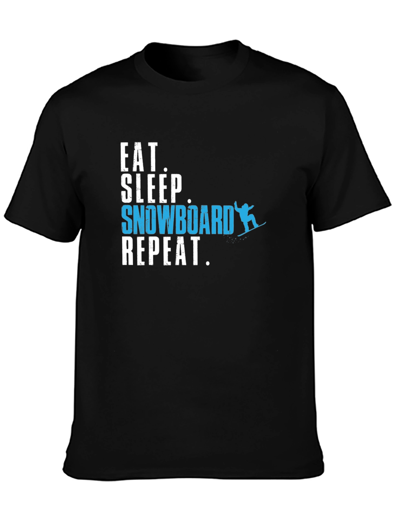 Black Eat Sleep Snowboard Repeat Graphic Tee view 3