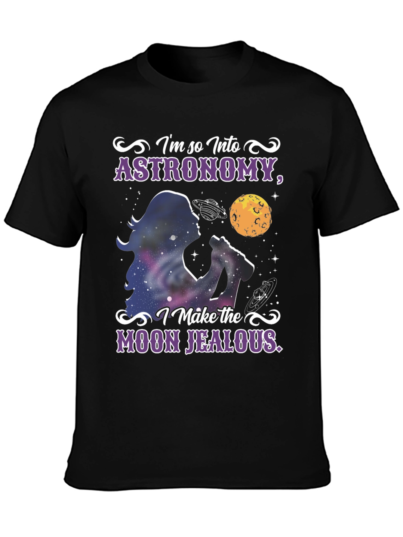 Black Astronomy Fan Black T-Shirt view 3