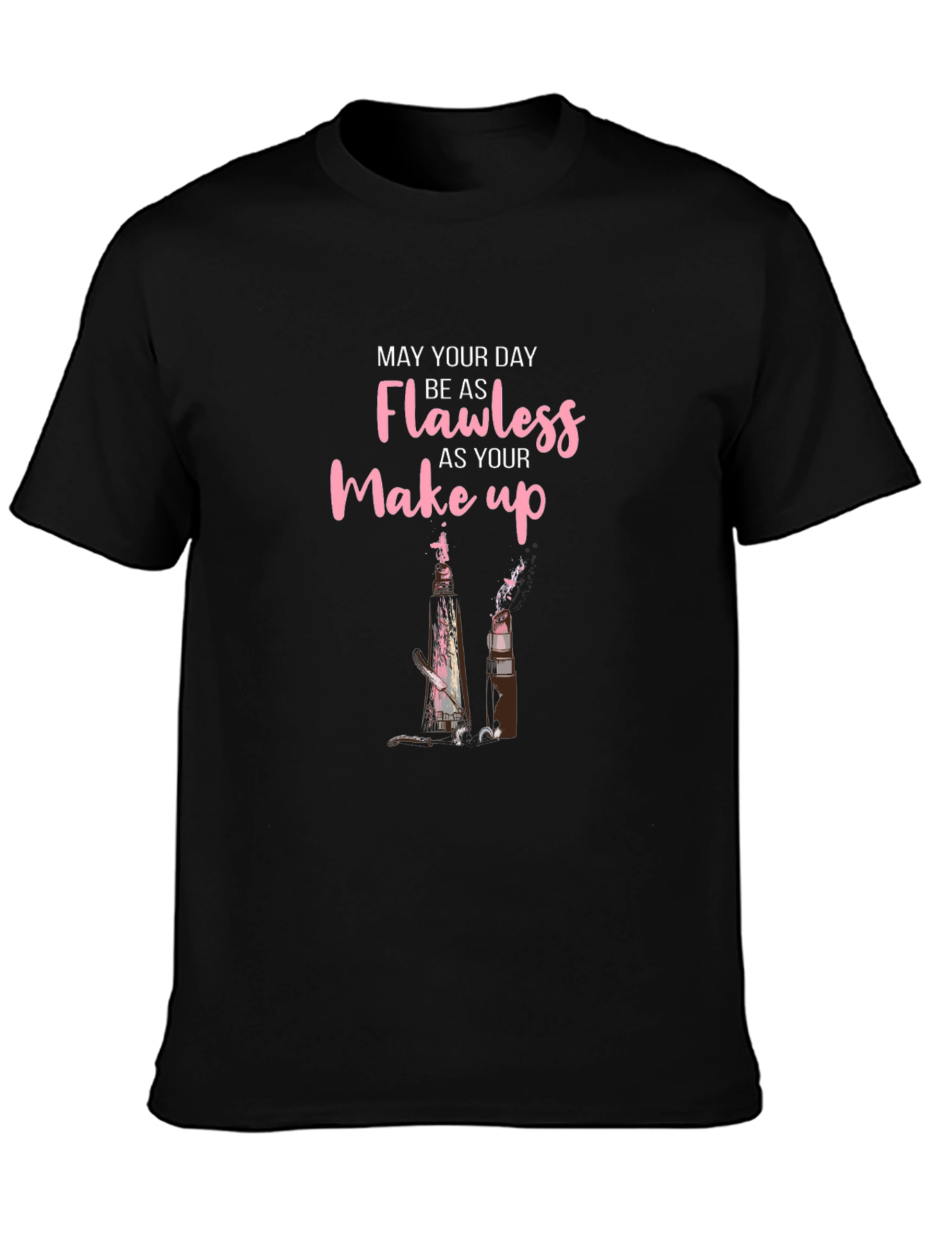 Black Flawless Makeup Graphic Tee - Stylish Black T-Shirt view 3