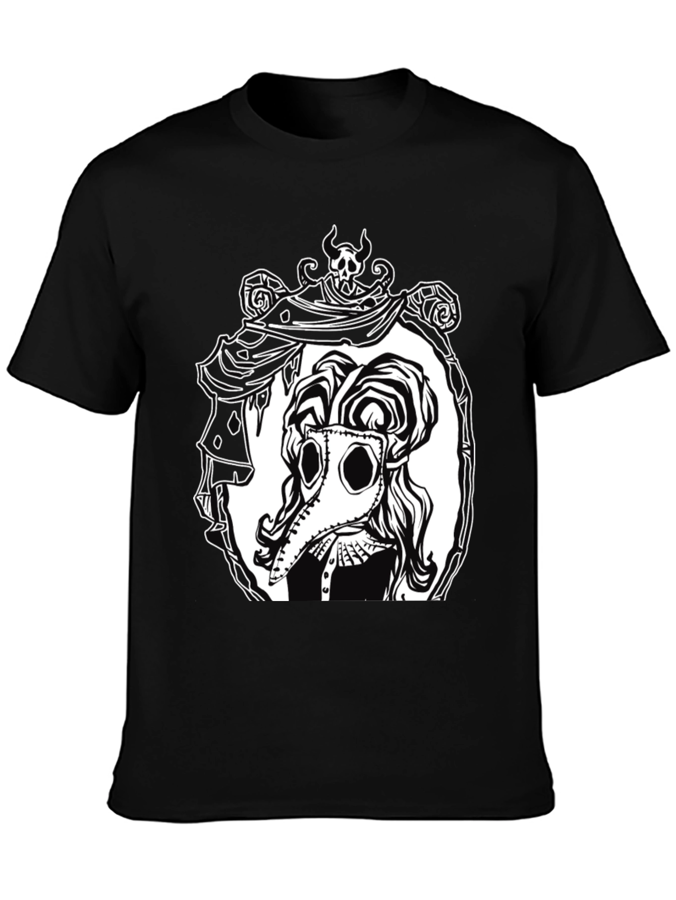 Black Plague Doctor Graphic Tee - Black Cotton T-Shirt view 3
