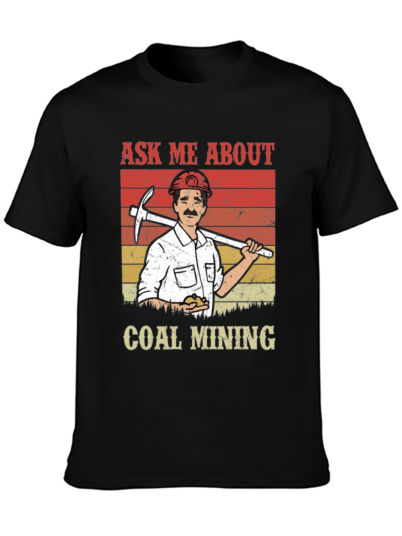 Black Ask Me About Coal Mining T-Shirt view 3