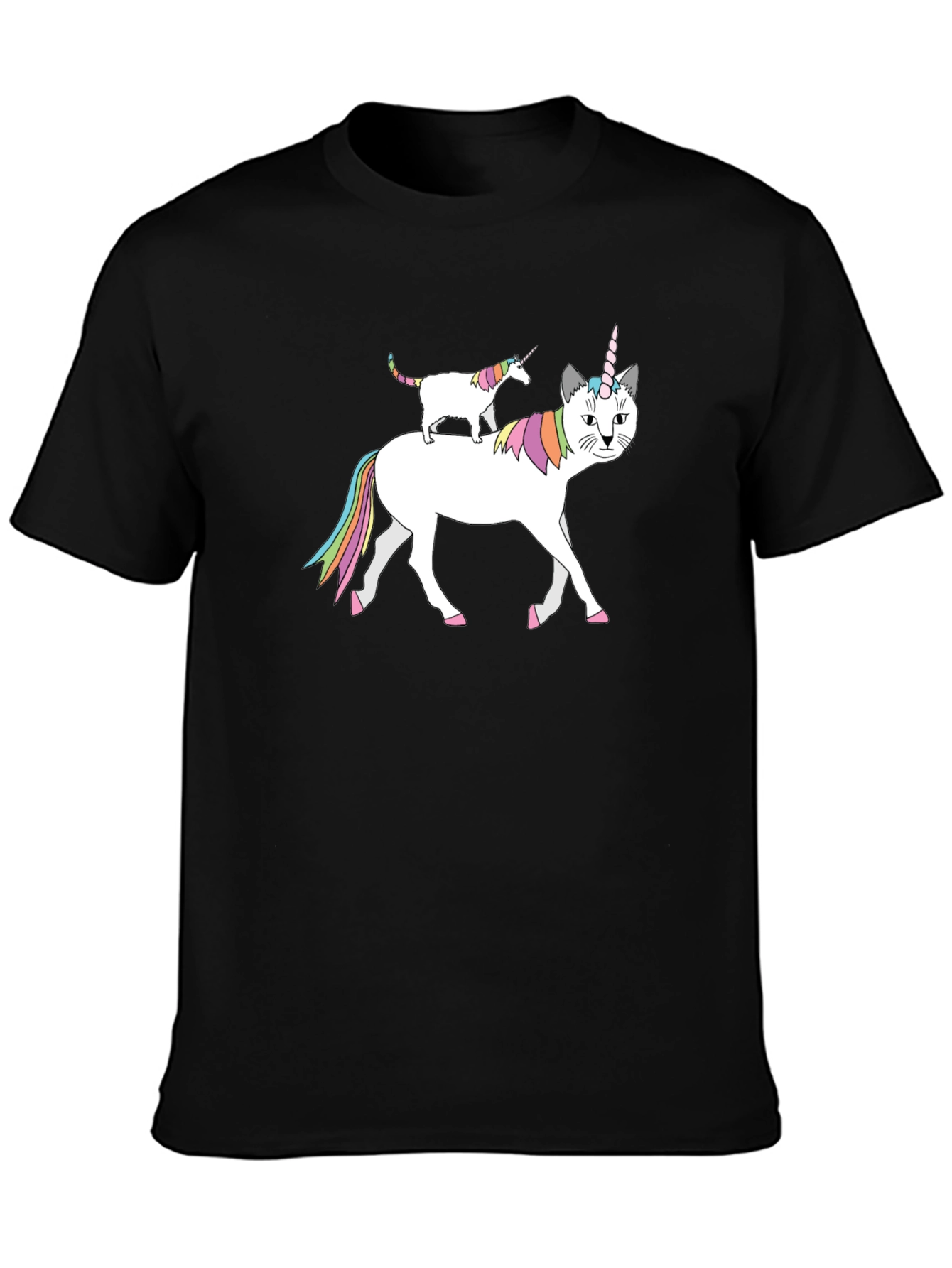 Black Unicorn Cat T-Shirt - Quirky Graphic Tee view 3