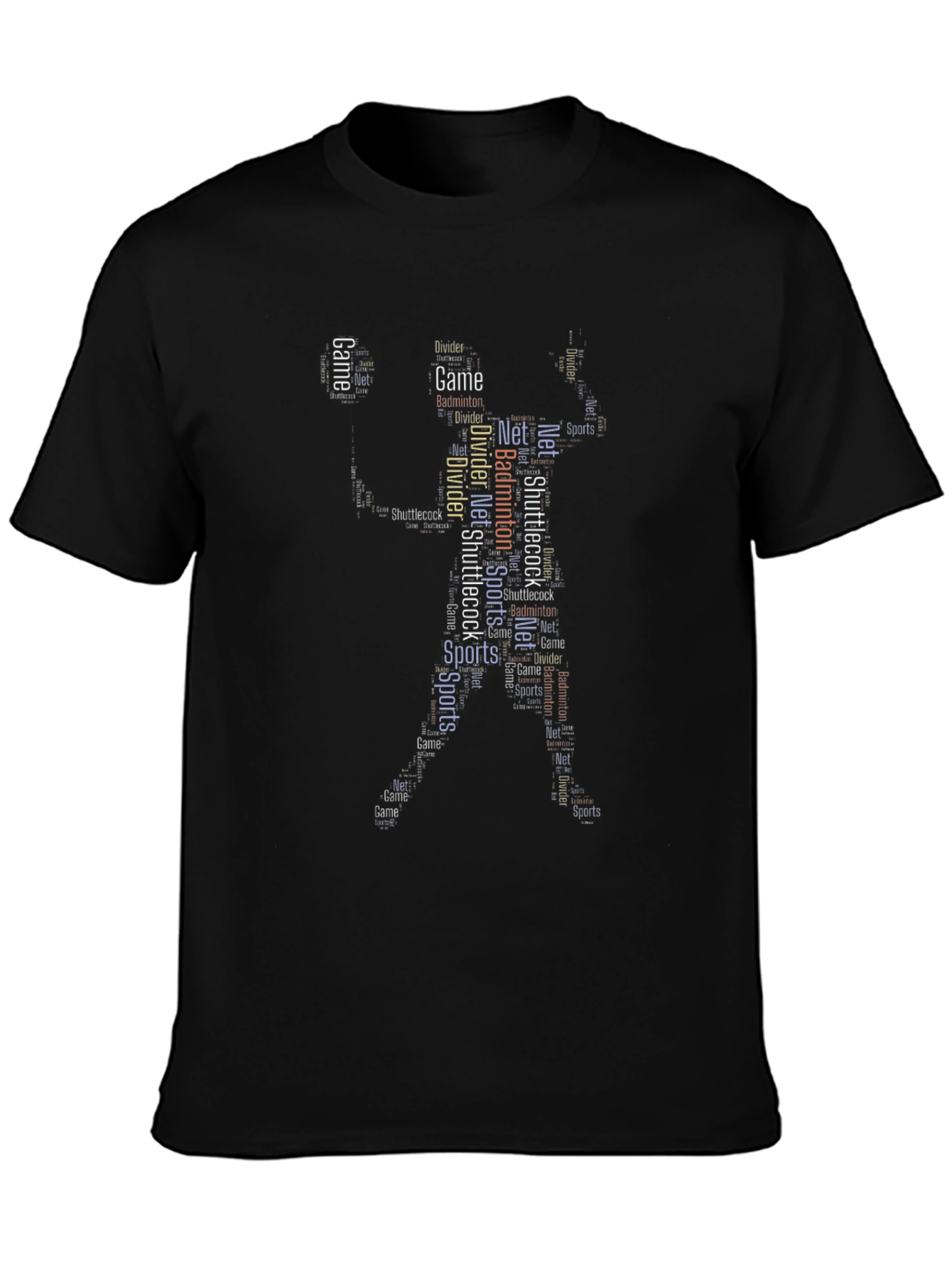 Black Badminton Word Art T-Shirt - Game On! view 3