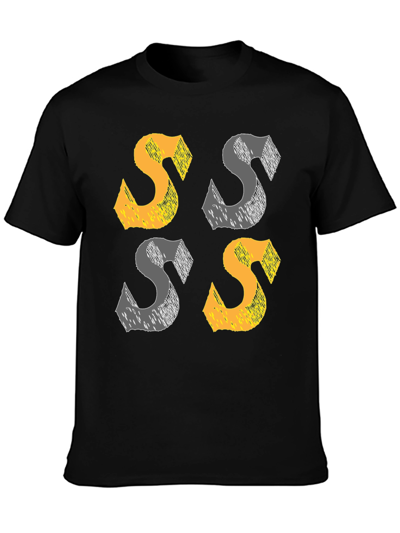 Black Abstract 'S' Graphic Print Black T-Shirt view 3