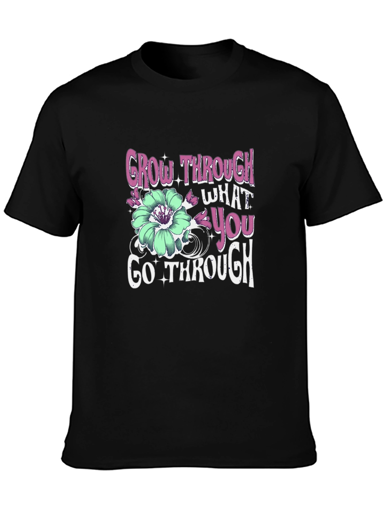 Black Grow Through What You Go Through Graphic Tee view 3