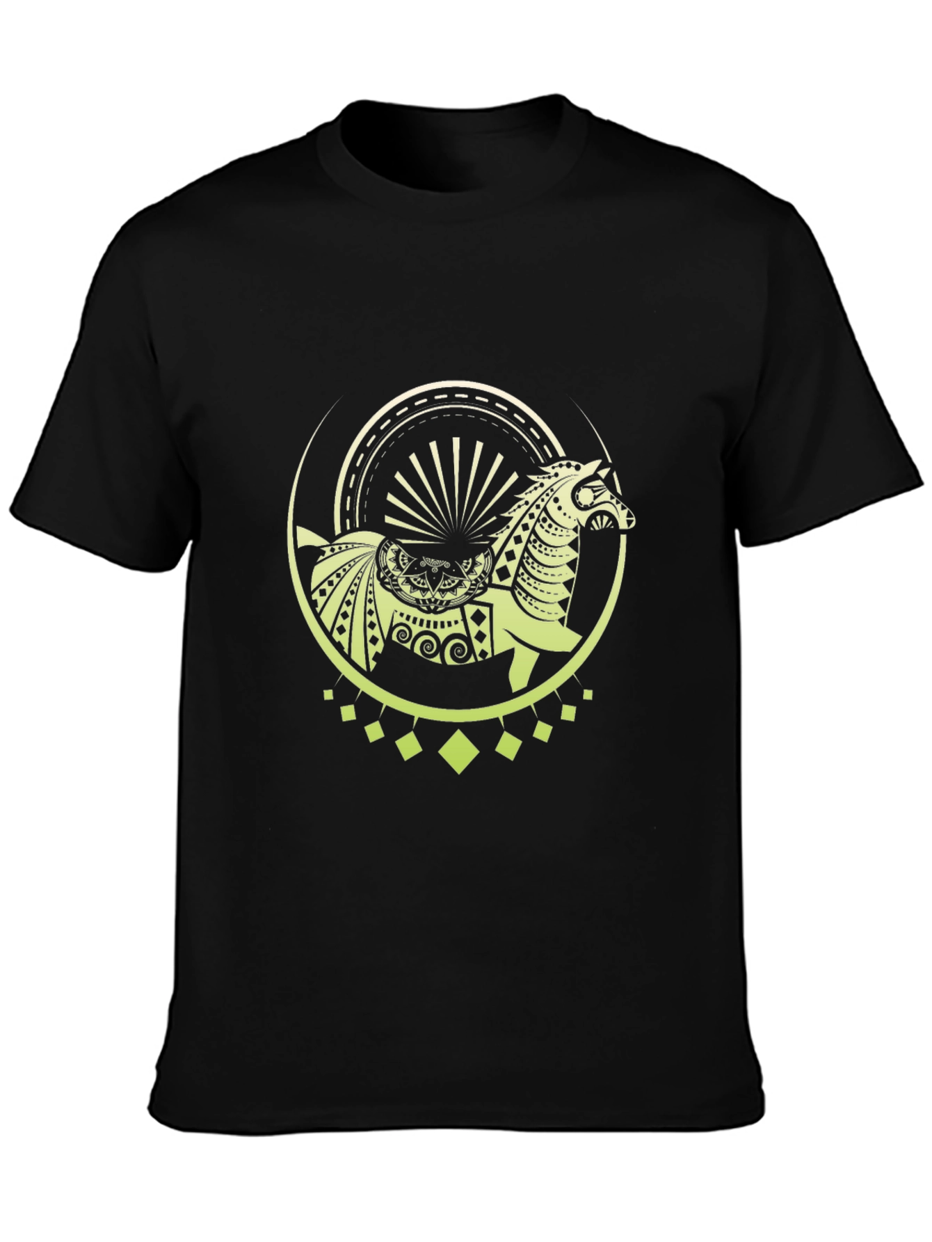 Black Tribal Horse Graphic Black T-Shirt view 3