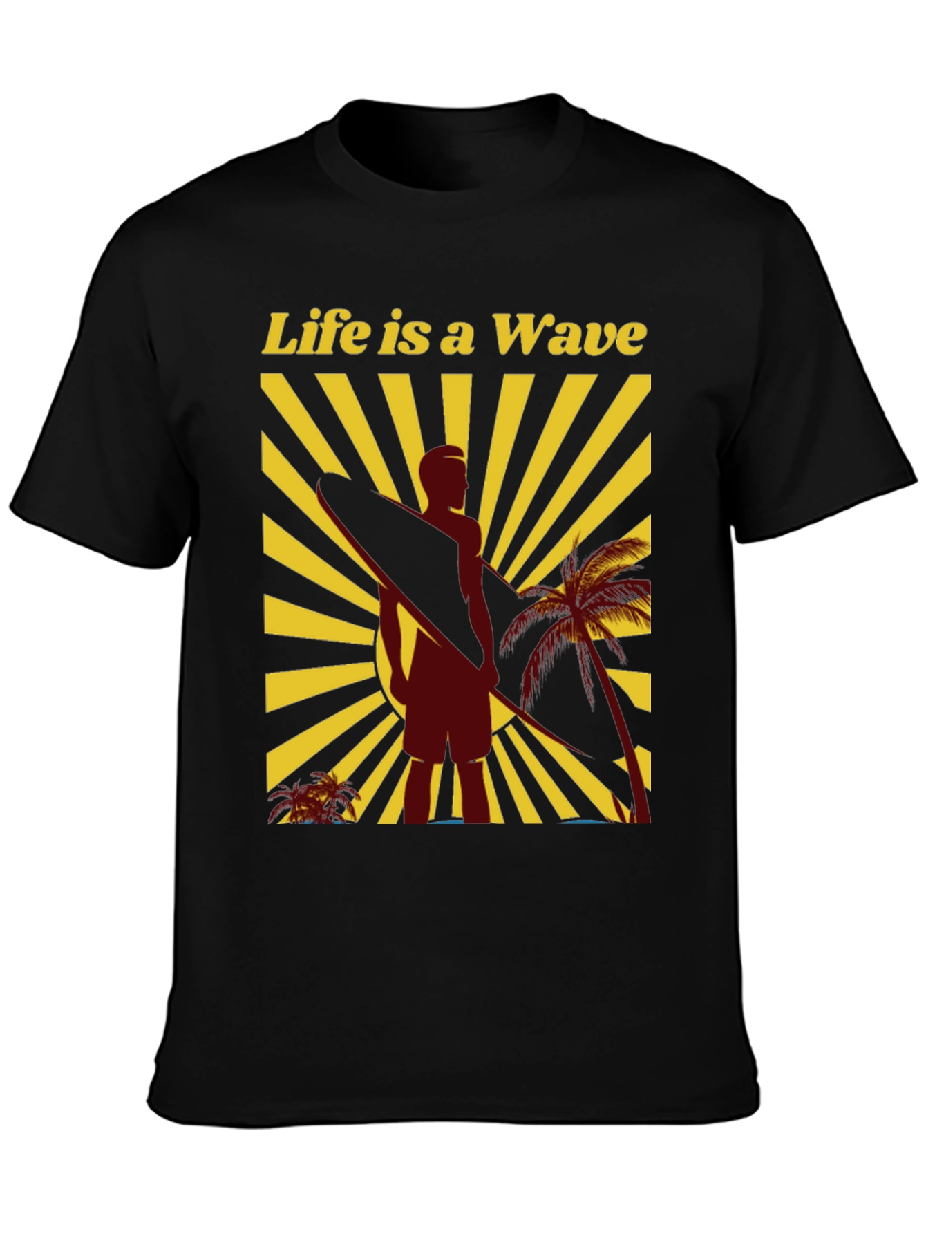 Black Life is a Wave Graphic Tee - Surfer T-Shirt view 3