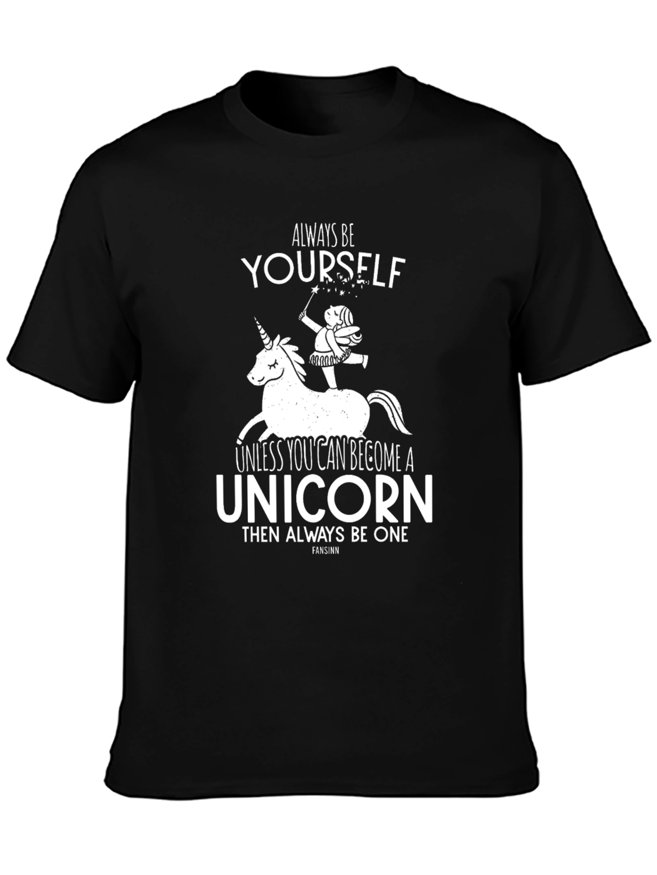 Black Always Be Yourself Unicorn Graphic T-Shirt view 3