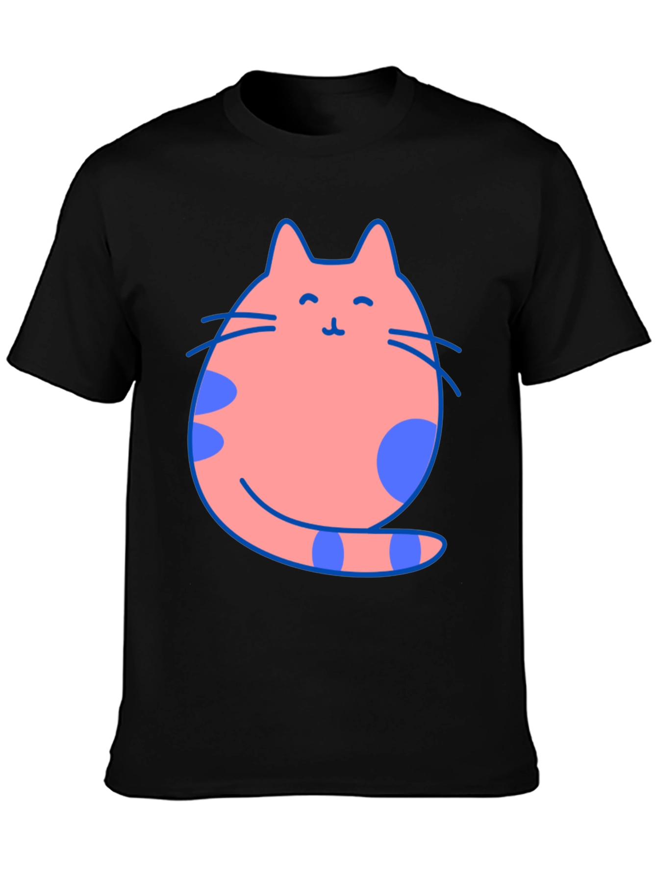 Black Cute Cat Graphic Tee - Black Cotton Blend view 3