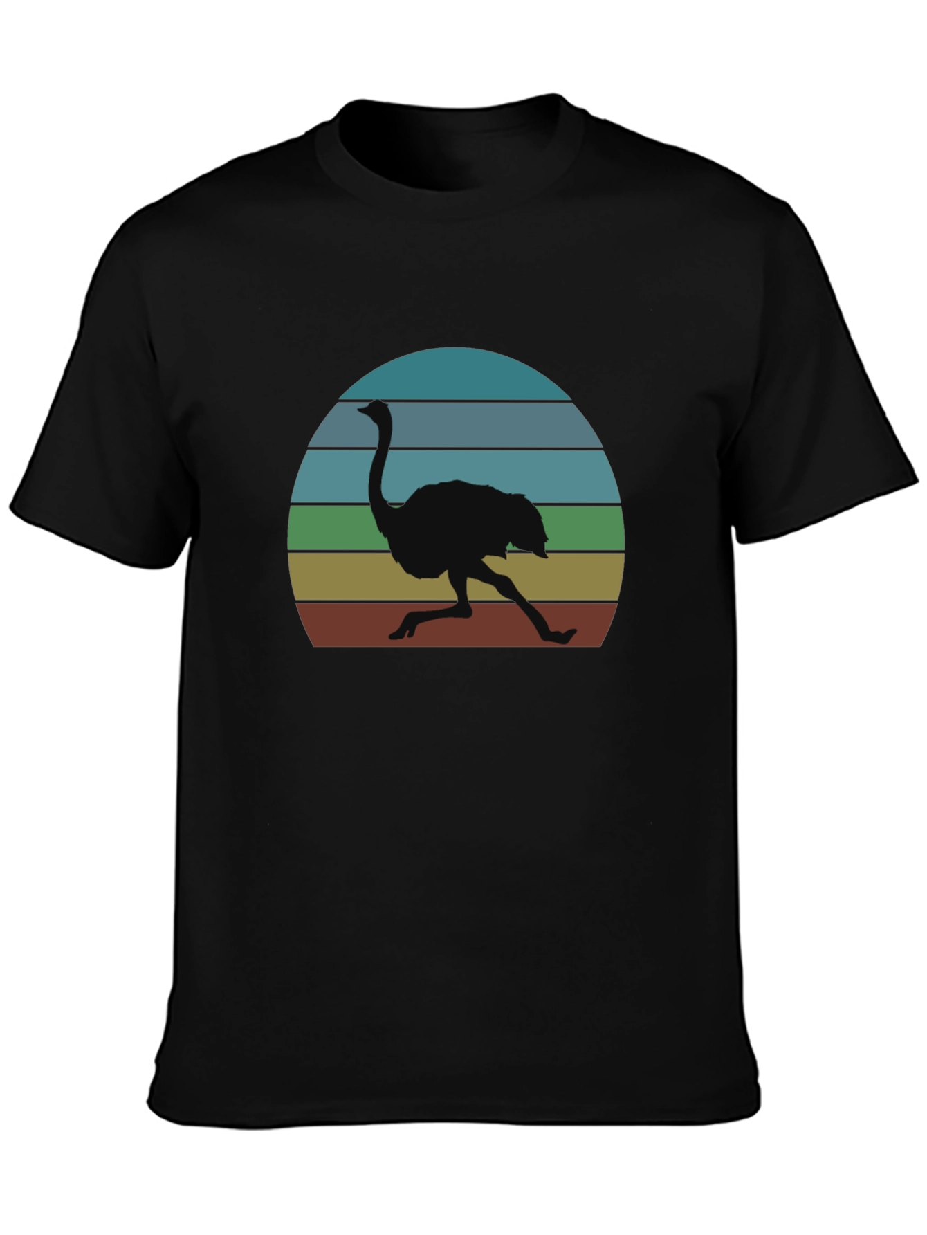 Black Retro Ostrich Sunset T-Shirt view 3