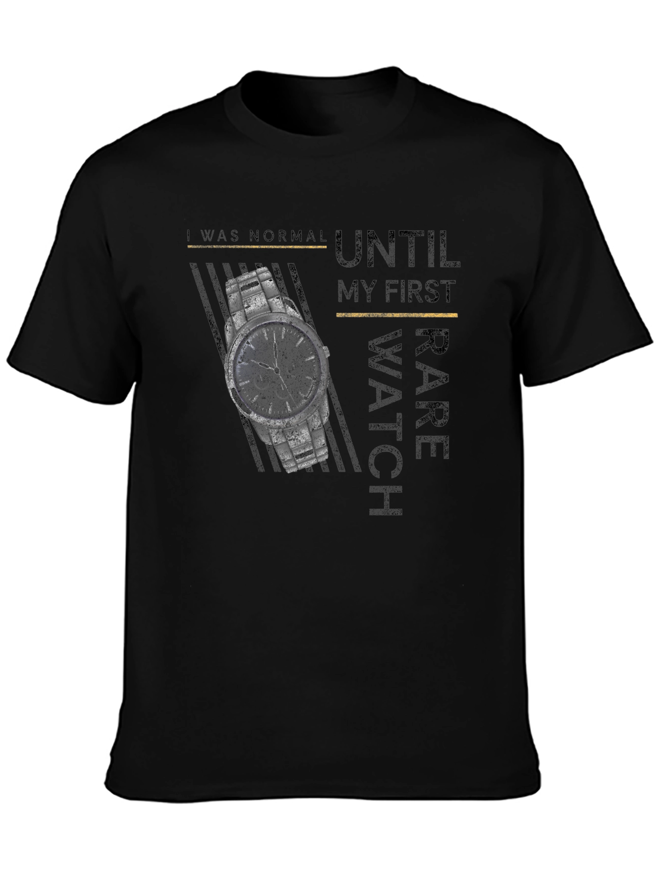 Black Rare Watch T-Shirt view 3