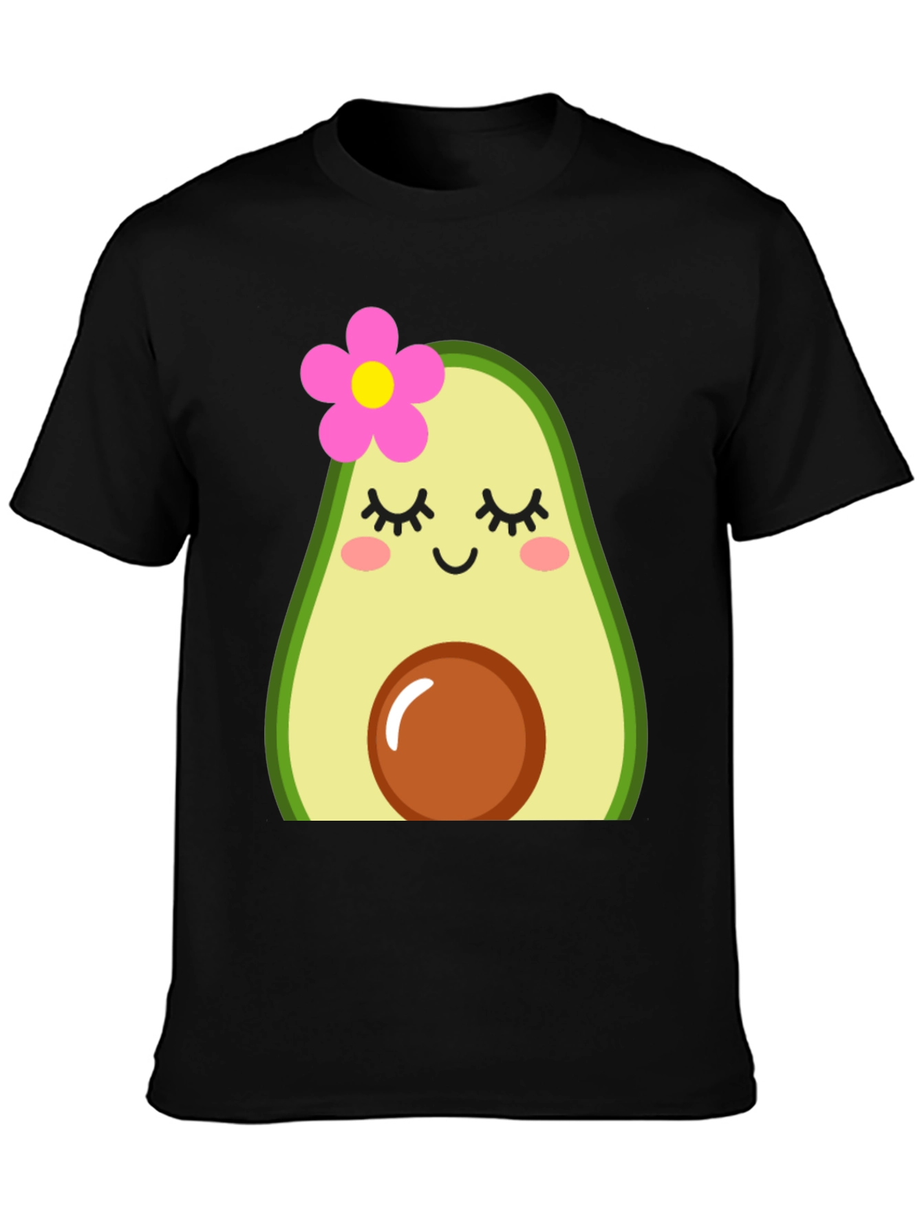 Black Cute Avocado Graphic Tee - Unisex Black T-Shirt view 3
