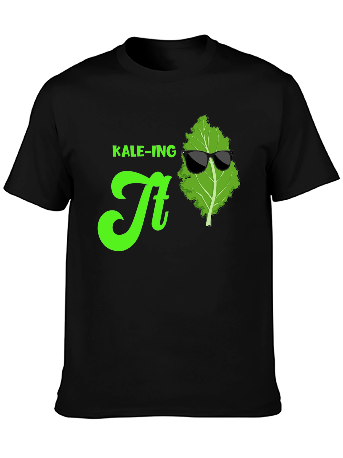 Black KALE-ING It T-Shirt: Cool Green Graphic Tee view 3