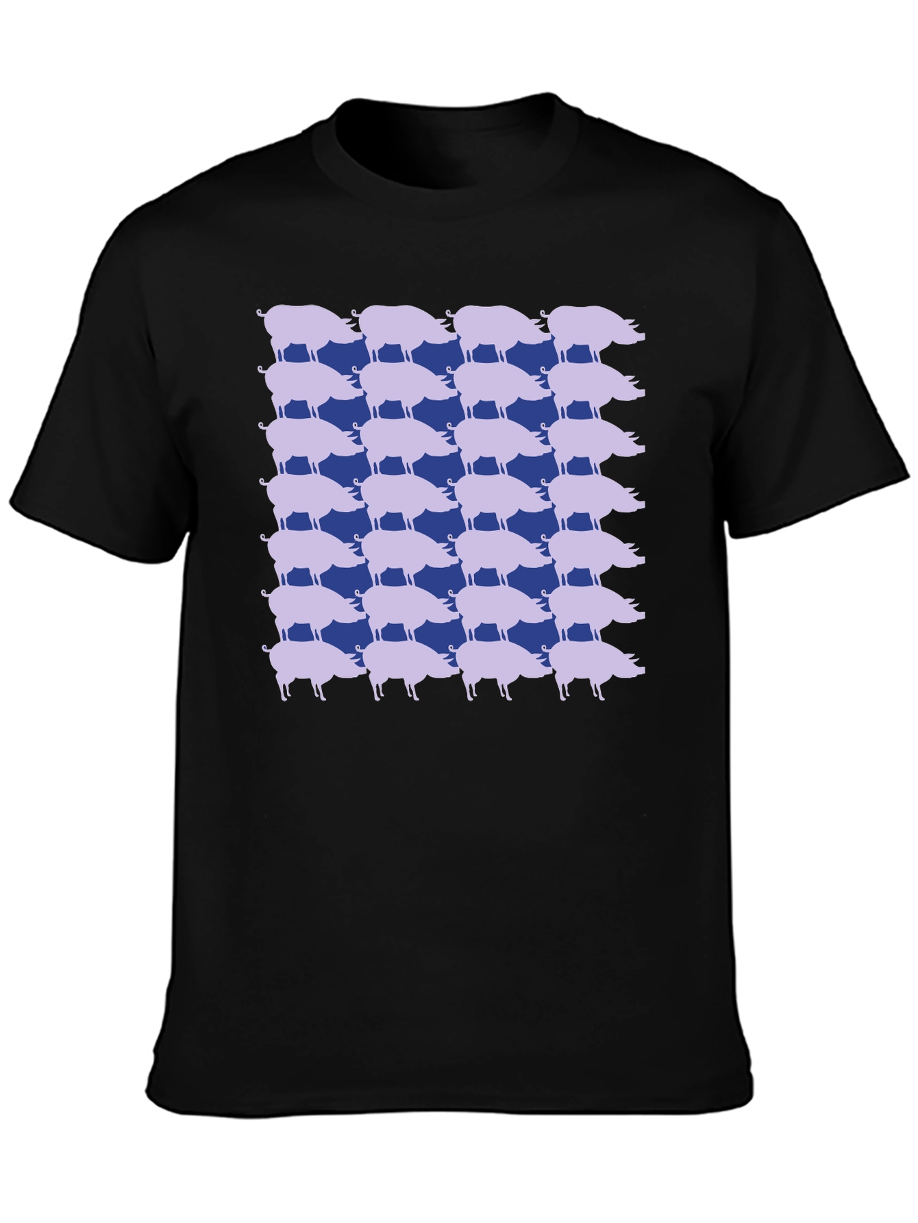 Black Pig Pattern Tee - Unique Graphic Print view 3