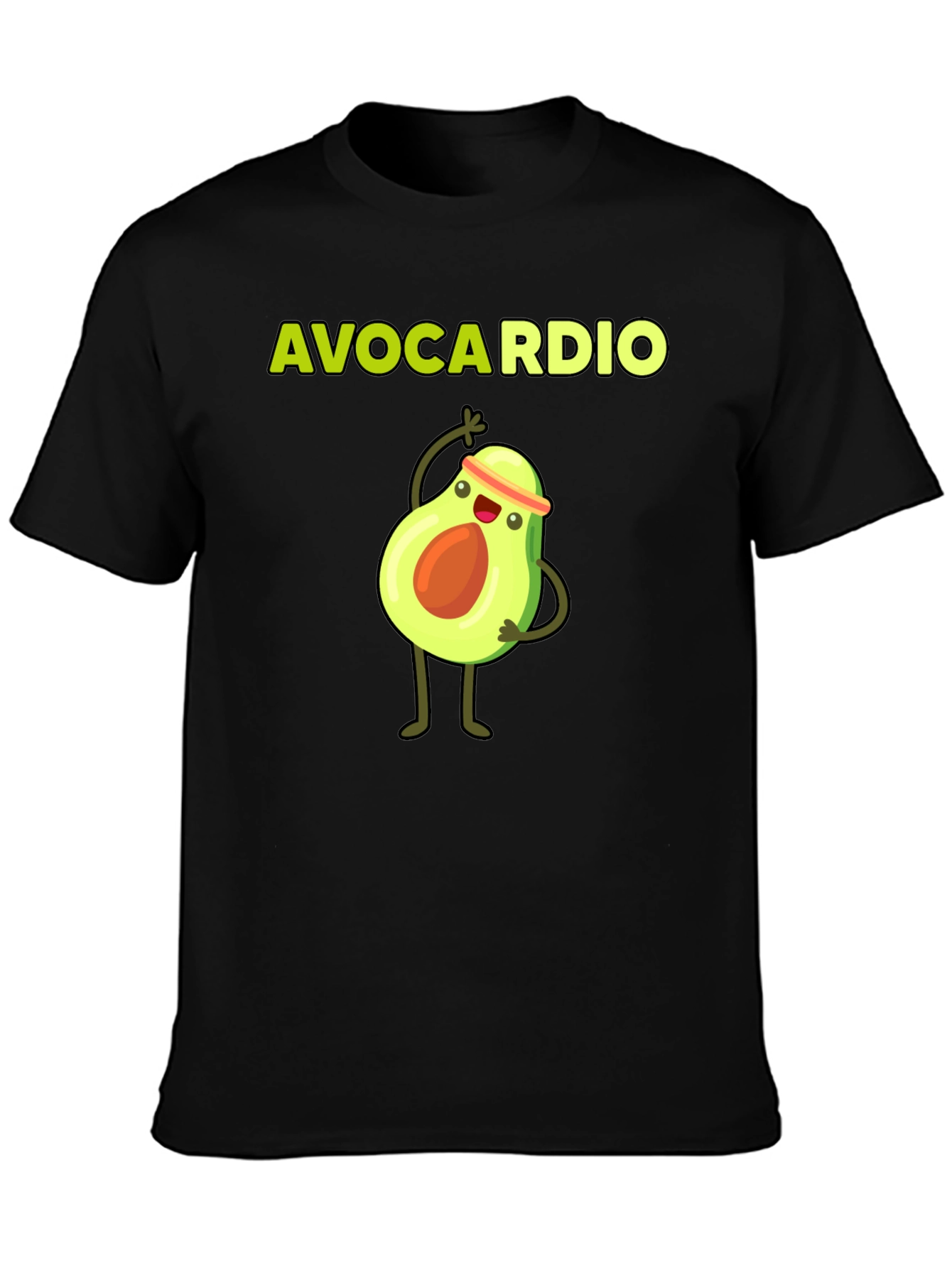 Black Avocardio Funny Workout T-Shirt view 3