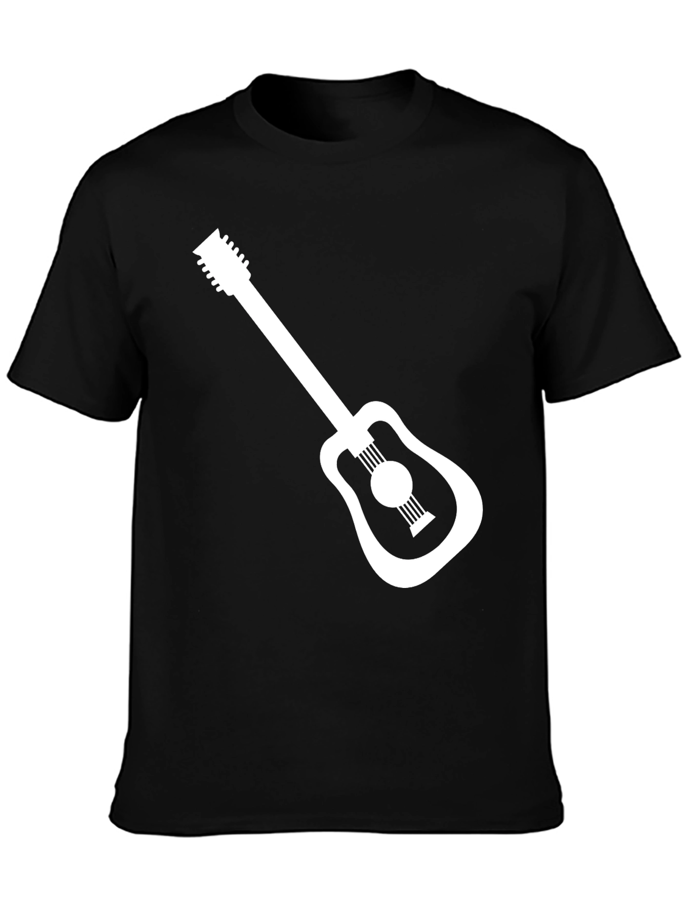 Black Guitar Graphic Tee - Black Cotton Casual T-Shirt view 3