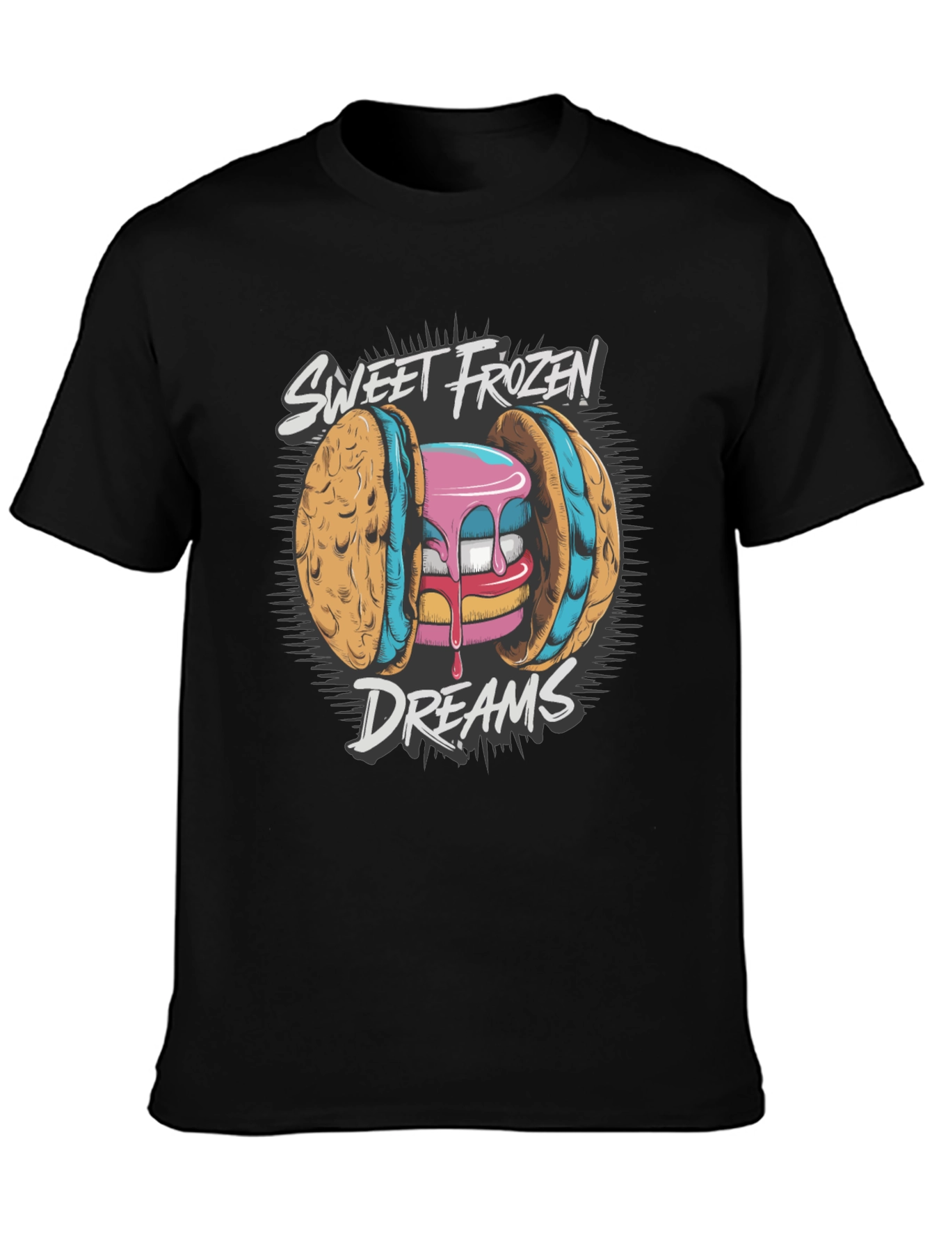 Black Sweet Frozen Dreams Graphic Tee - Soft Cotton Blend view 3
