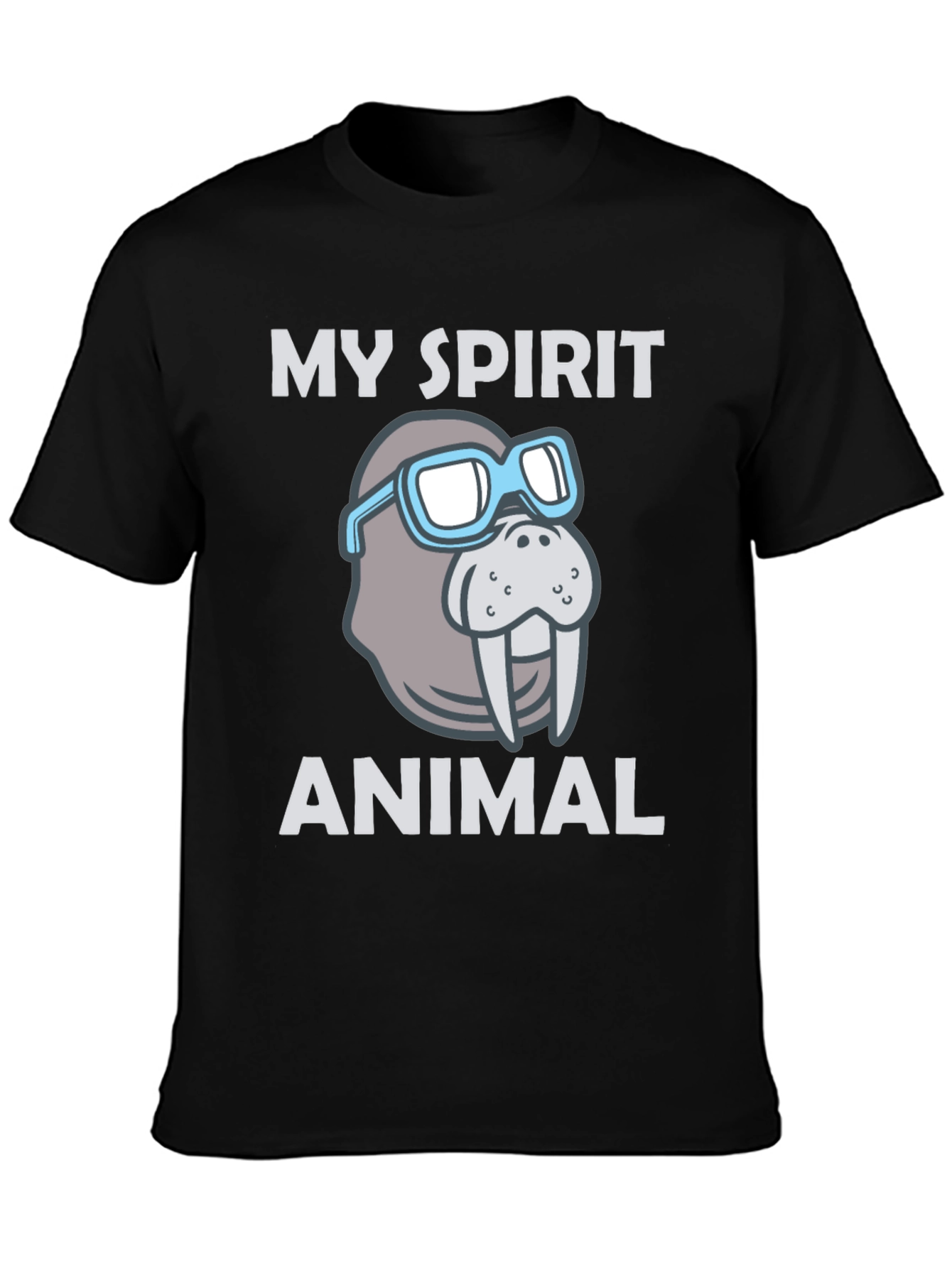 Black My Spirit Animal Walrus Graphic T-Shirt view 3