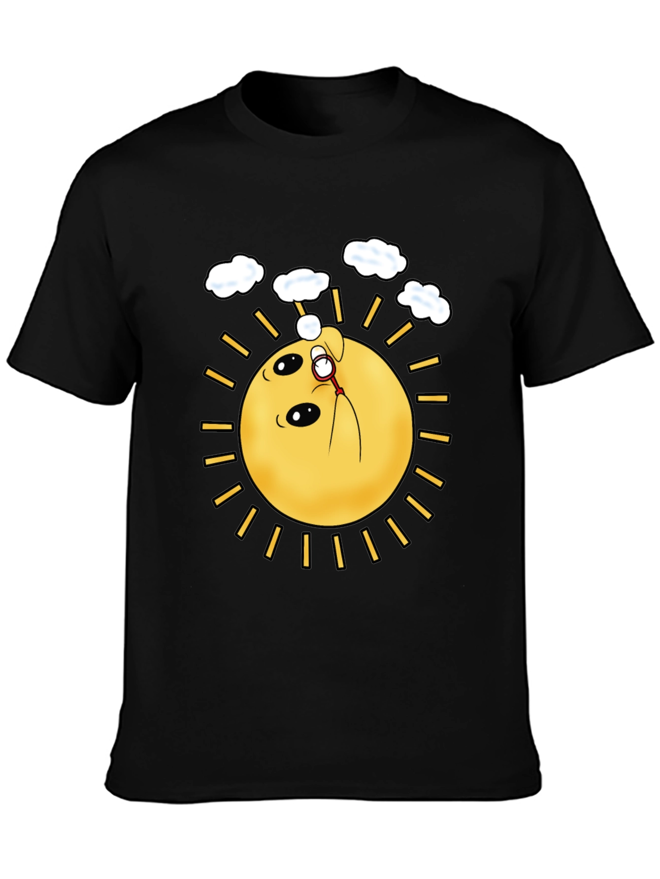 Black Funny Sun Blowing Bubbles Graphic Tee view 3