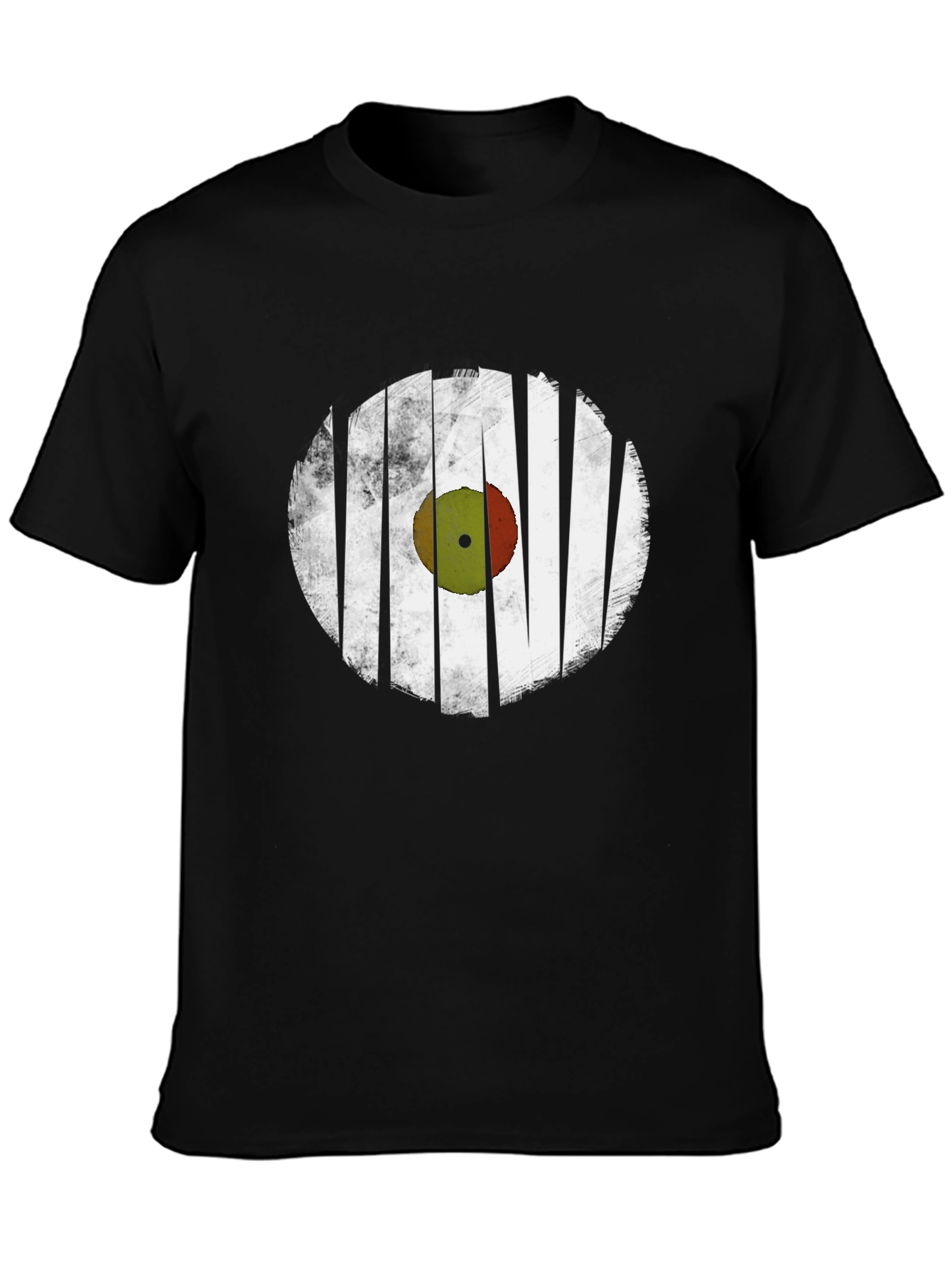 Black Retro Vinyl Record Graphic T-Shirt - Black view 3