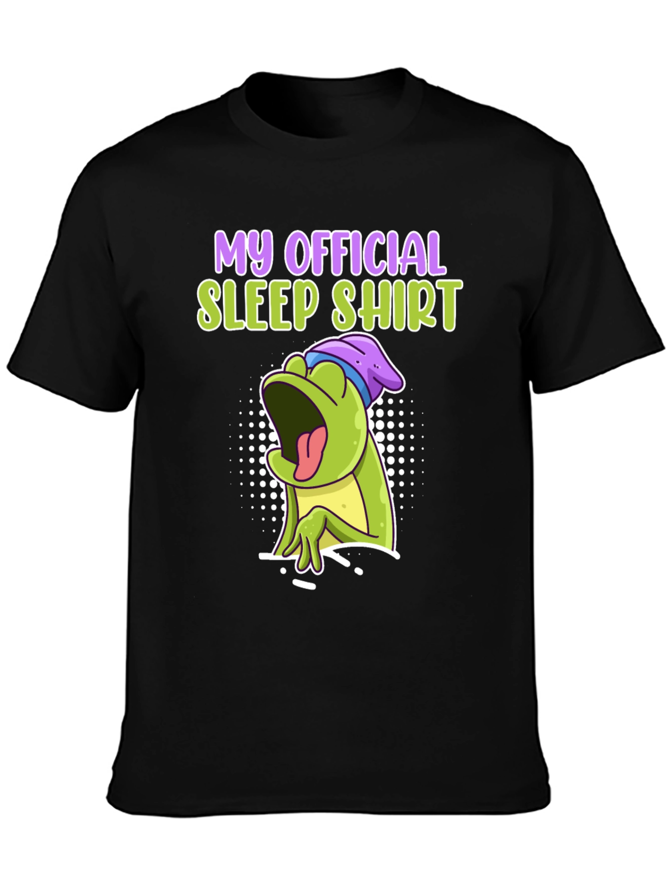 Black Official Sleep Shirt - Funny Frog Design view 3