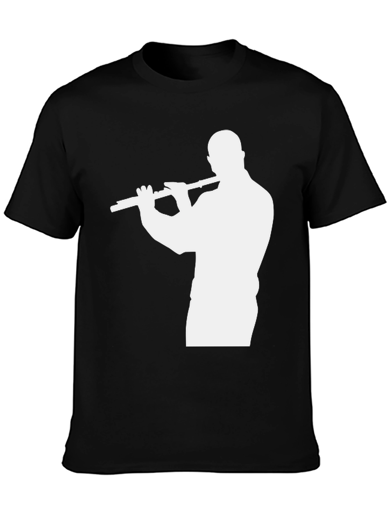 Black Flute Player T-Shirt - Cool Musician Tee view 3