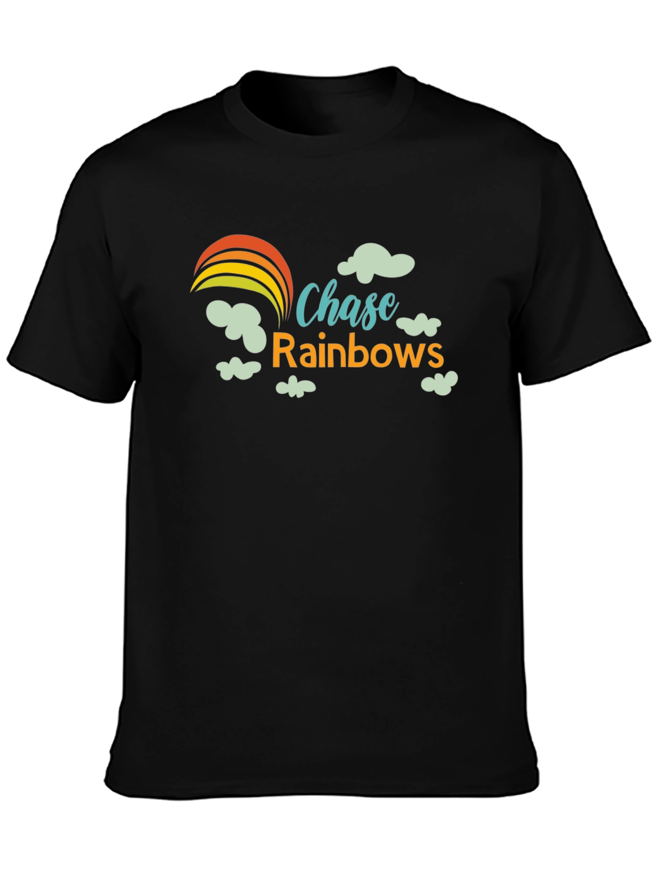 Black Chase Rainbows Graphic Tee - Black Cotton T-Shirt view 3